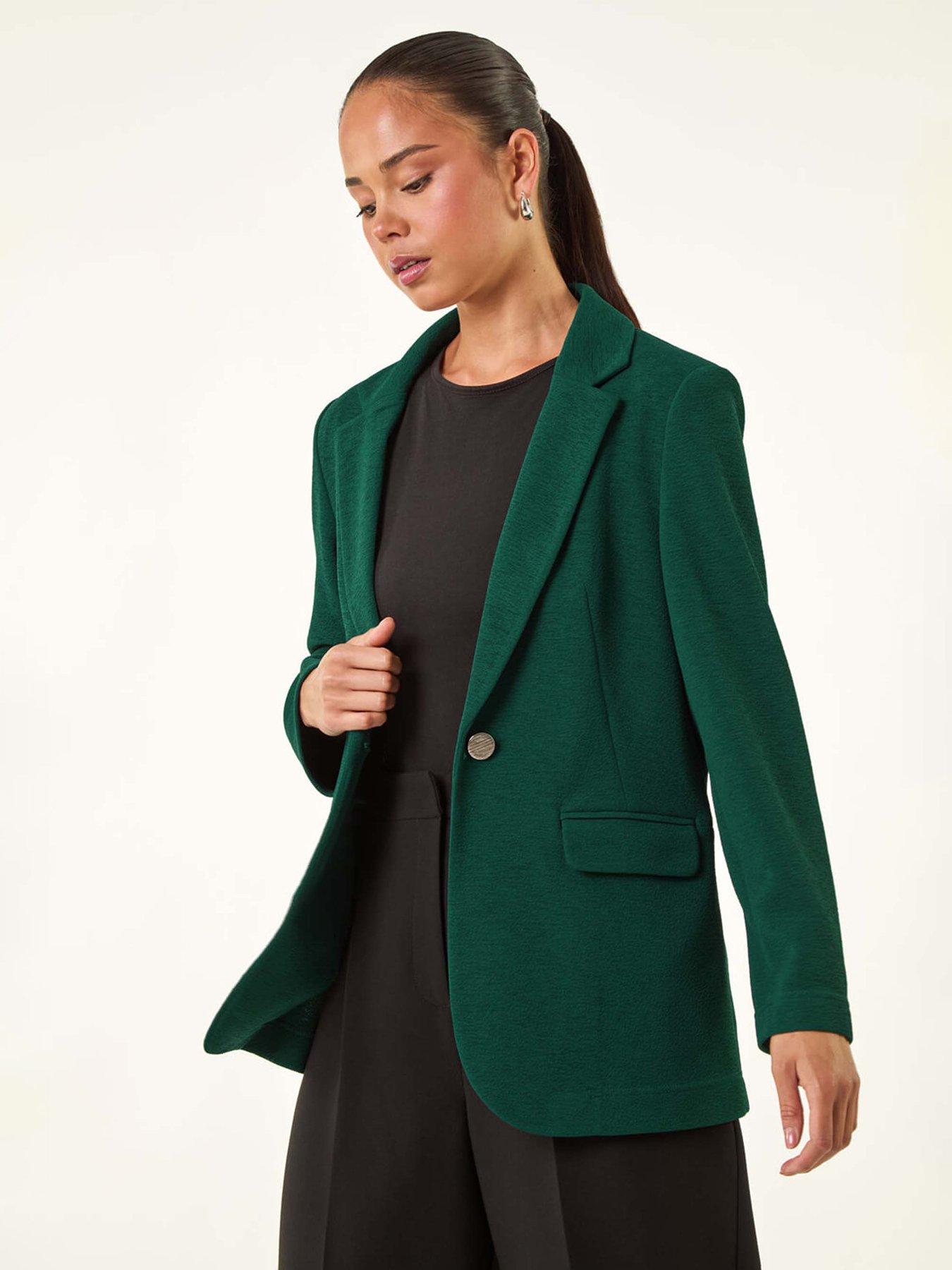 roman-petite-textured-buttoned-blazer-tealoutfit