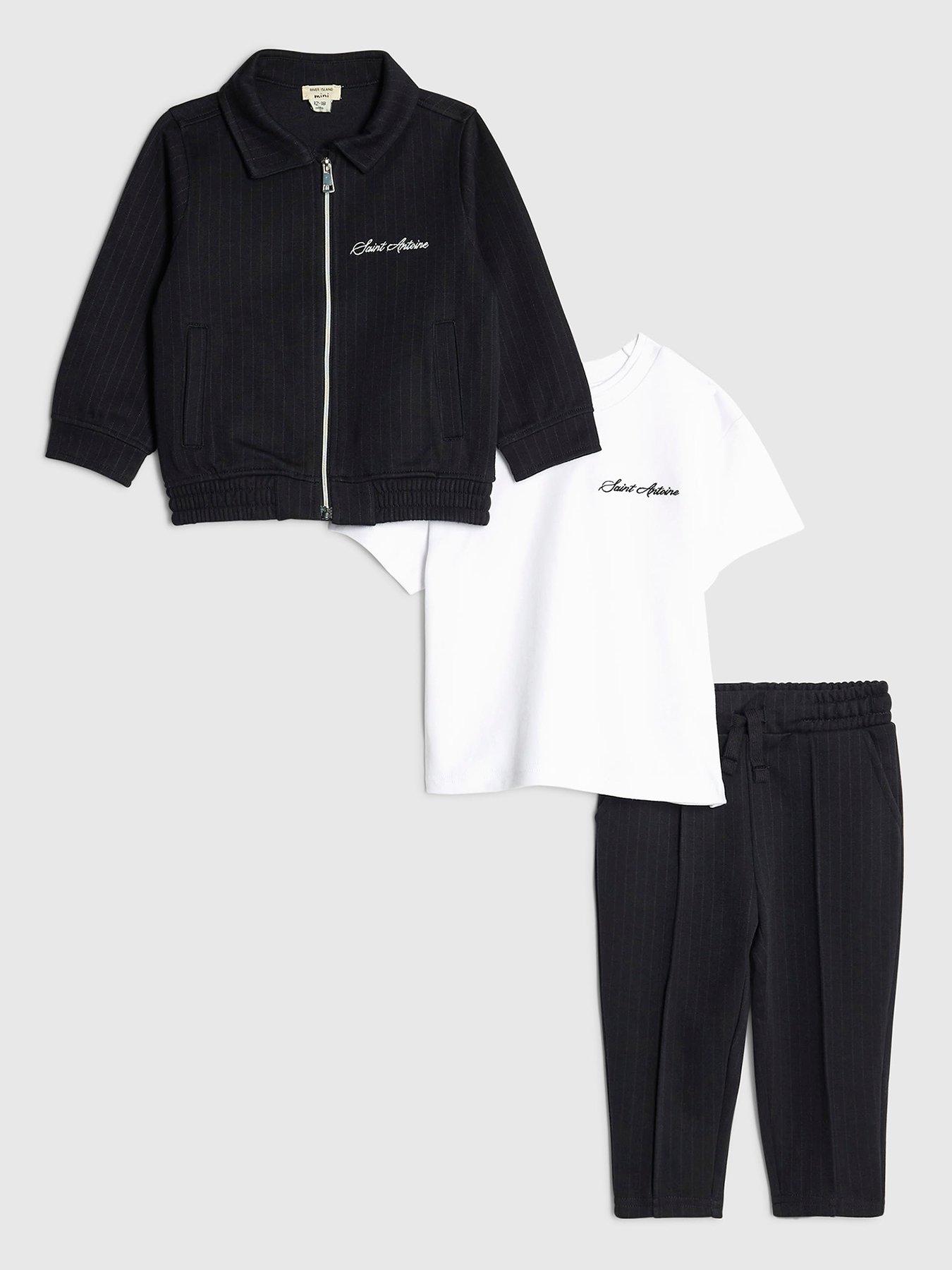 River Island Mini Boys Pinstripe Shirt 3 Piece Set - Navy