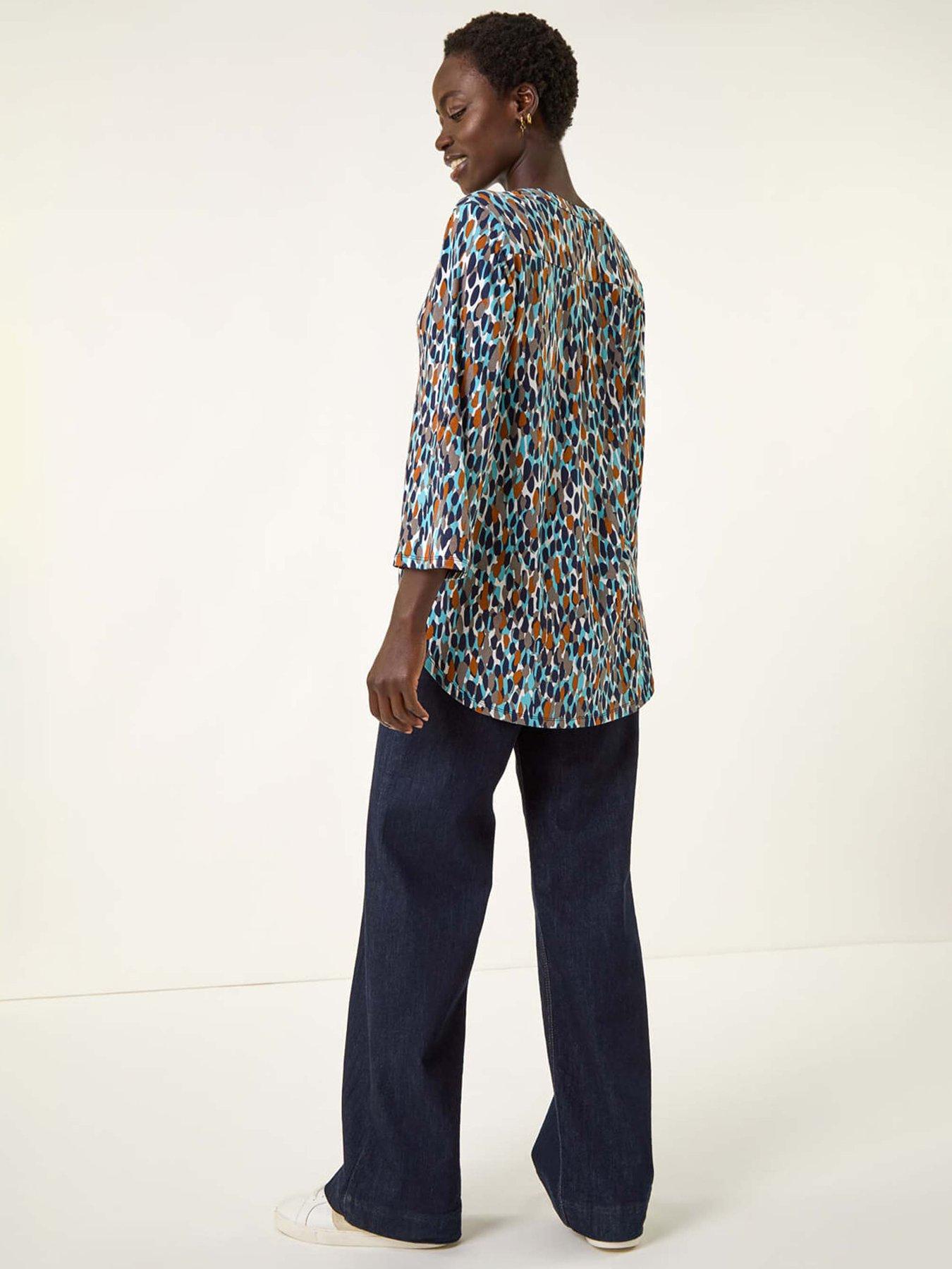 roman-spot-print-notch-neck-shirt-navystillFront