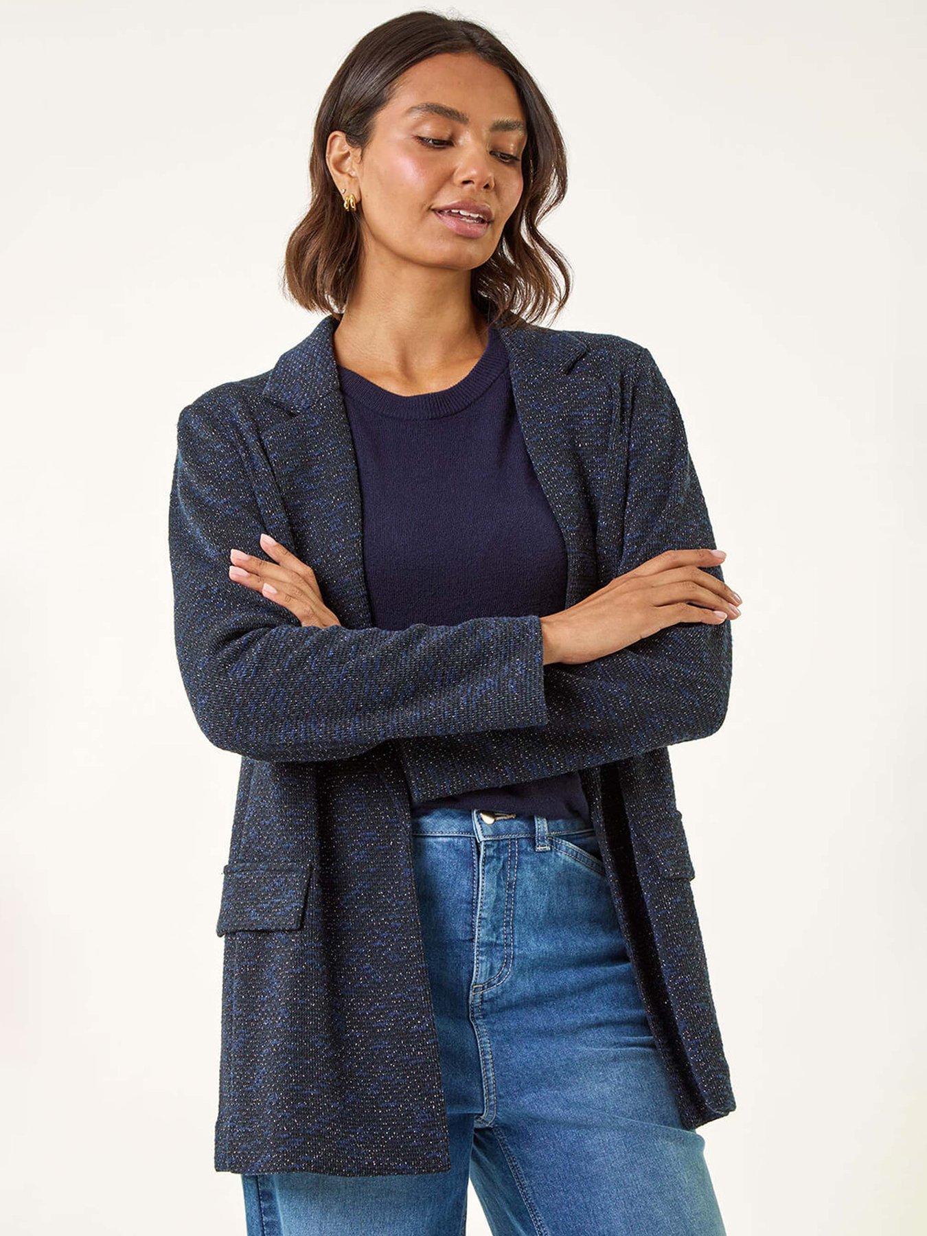 Roman Boucle Jersey Blazer - Navy