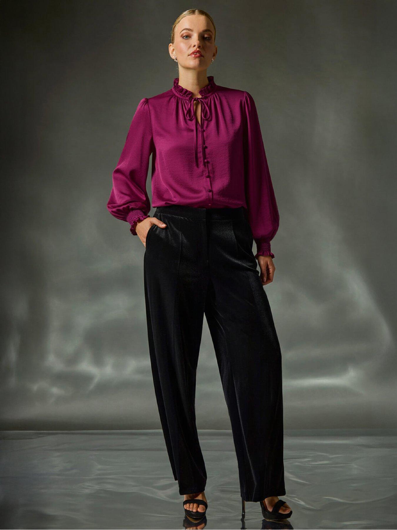 roman-ruffle-front-tie-neck-blouse-plumfront