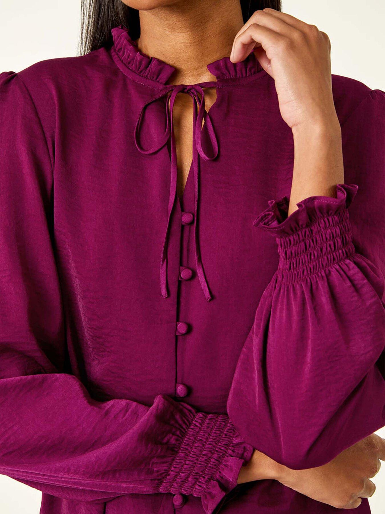 roman-ruffle-front-tie-neck-blouse-plumdetail