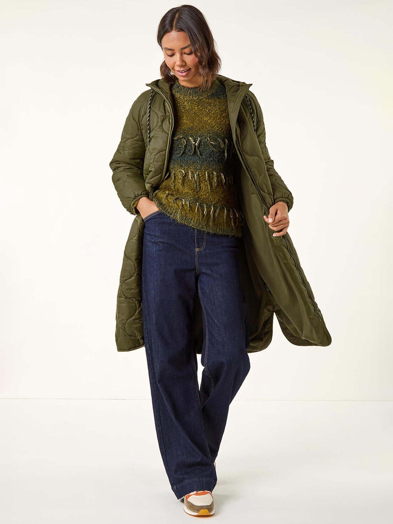 Roman Quilted Hooded Coat - Khaki