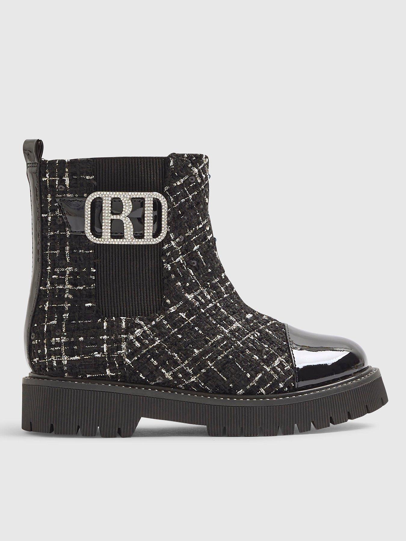 river-island-older-girls-boucle-embellished-boots-black