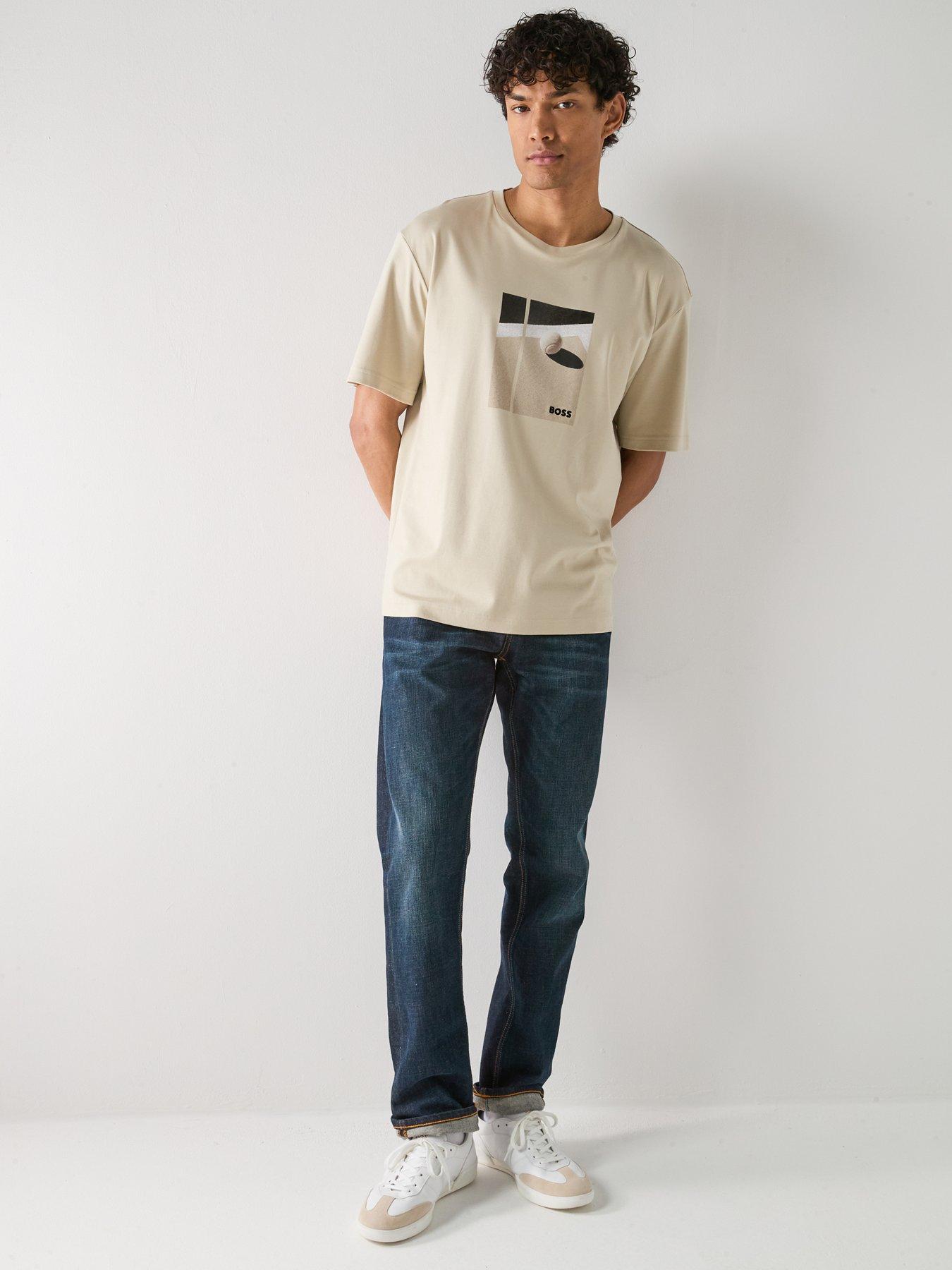 Image 3 of 6 of BOSS Ts_Join Relaxed Fit Graphic T-Shirt - Light Beige