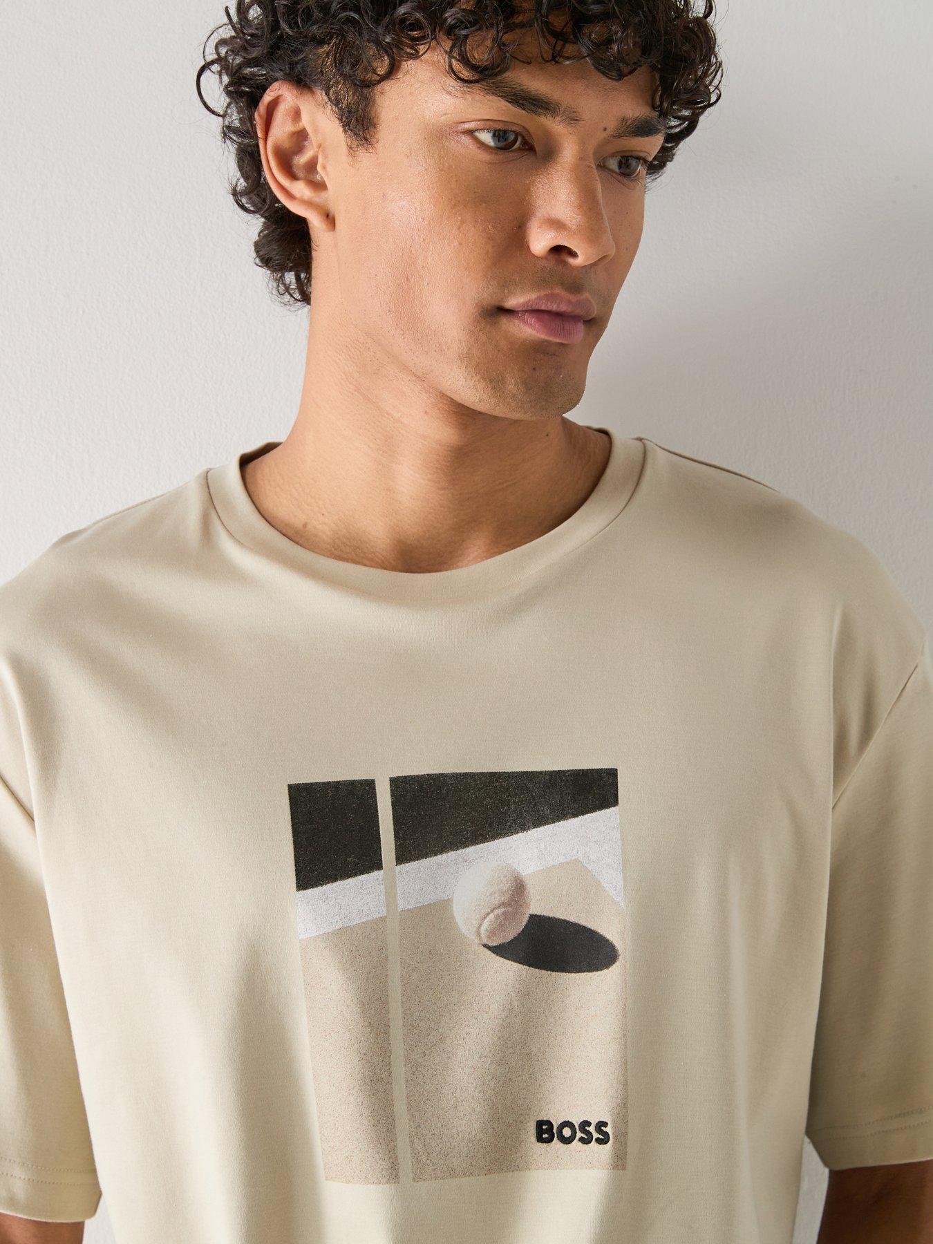 Image 4 of 6 of BOSS Ts_Join Relaxed Fit Graphic T-Shirt - Light Beige