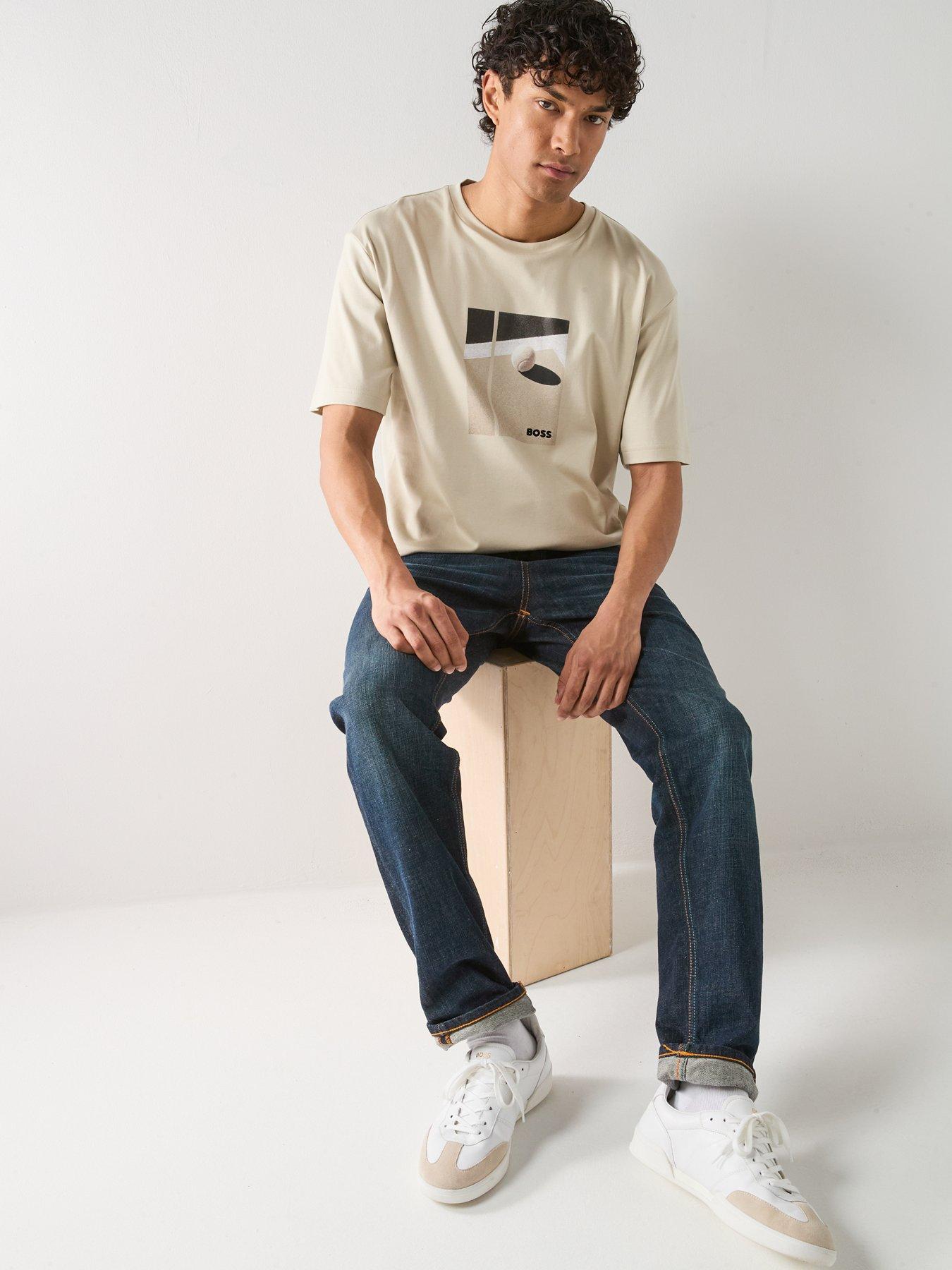 Image 6 of 6 of BOSS Ts_Join Relaxed Fit Graphic T-Shirt - Light Beige