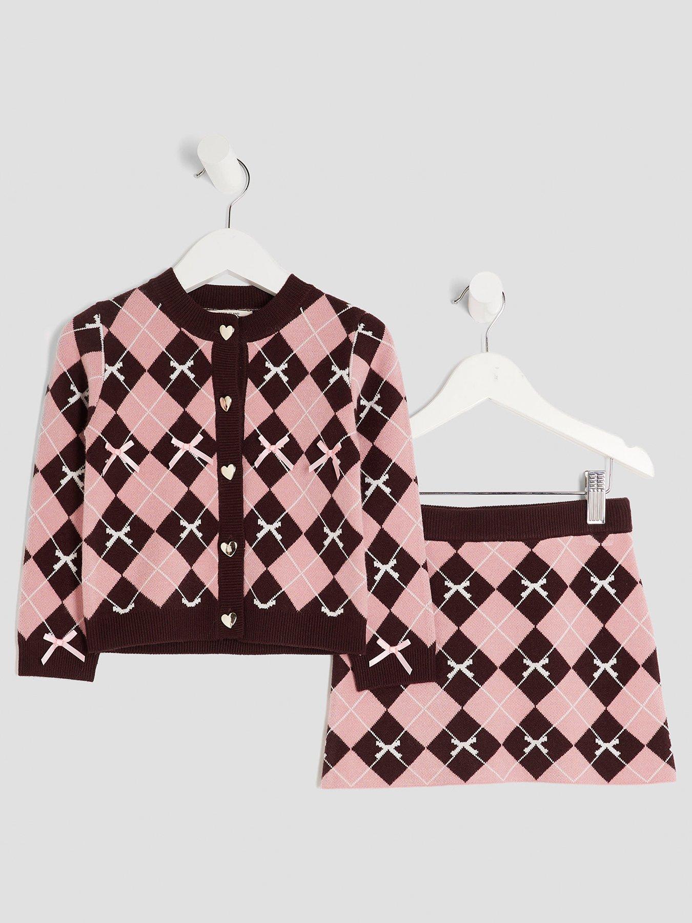 river-island-mini-girls-argyle-bow-cardigan-set-pink