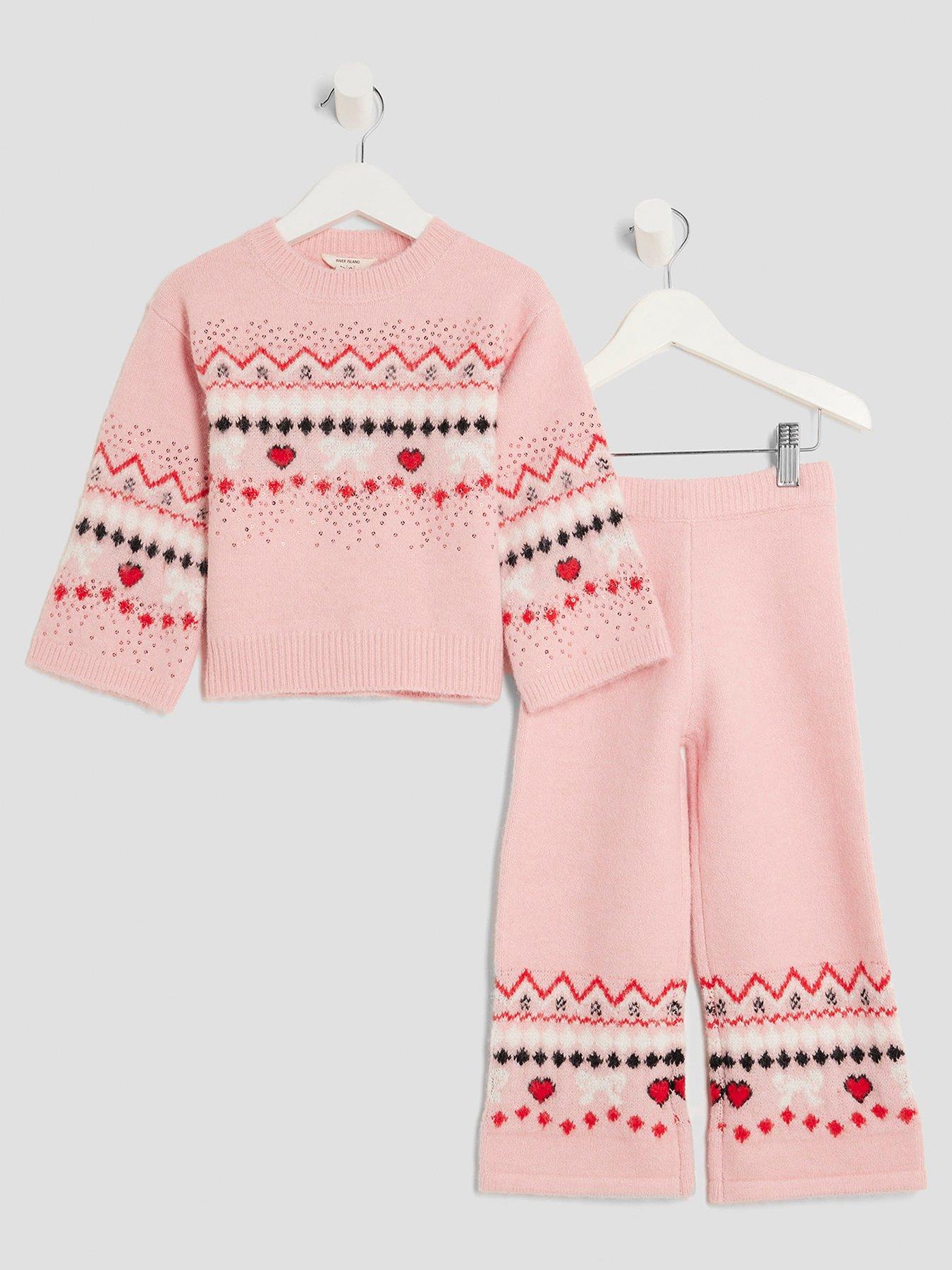 river-island-mini-girls-fairisle-bow-jumper-set-light-pink