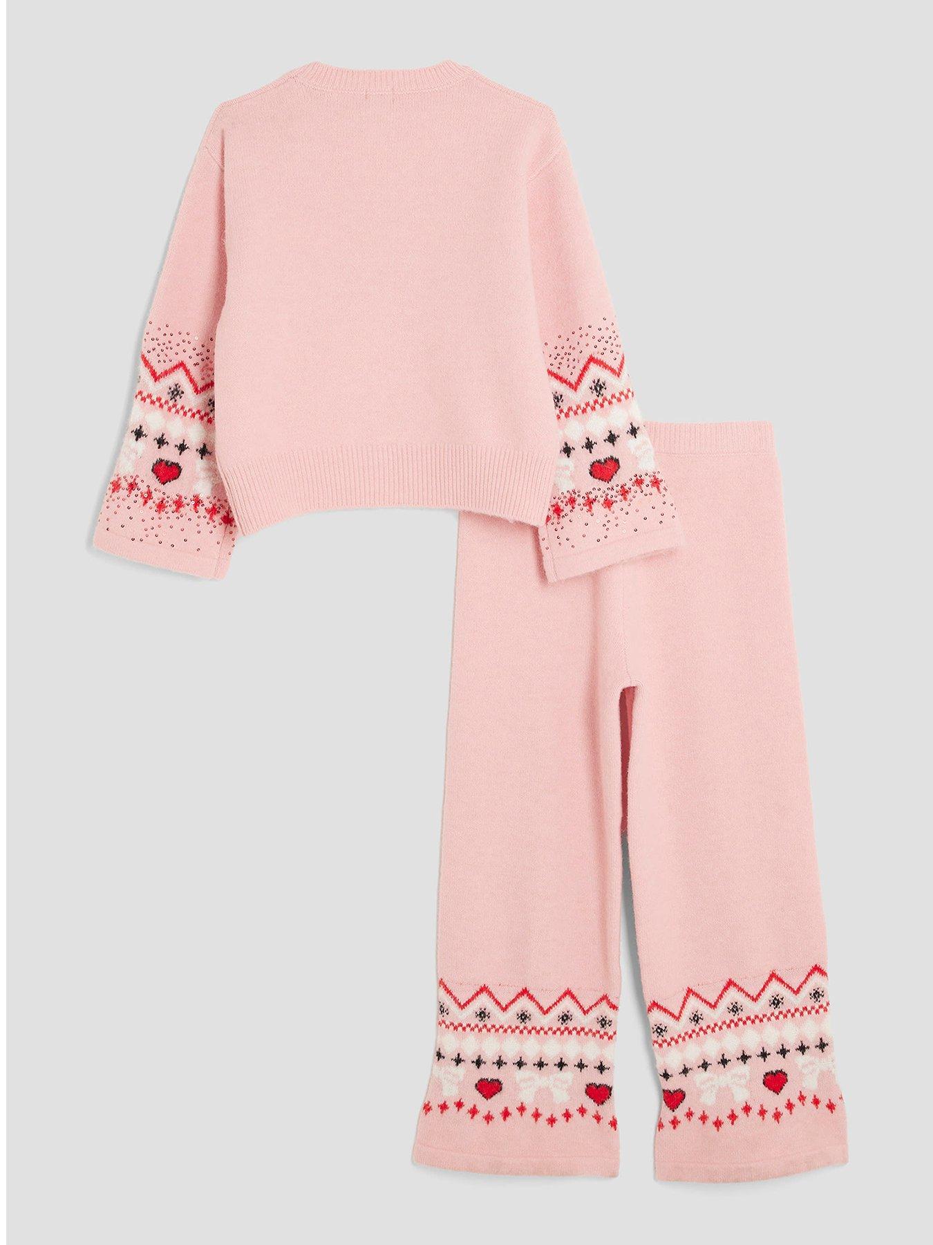 river-island-older-girls-knitted-sequin-fairisle-jumper-set-light-pinkback