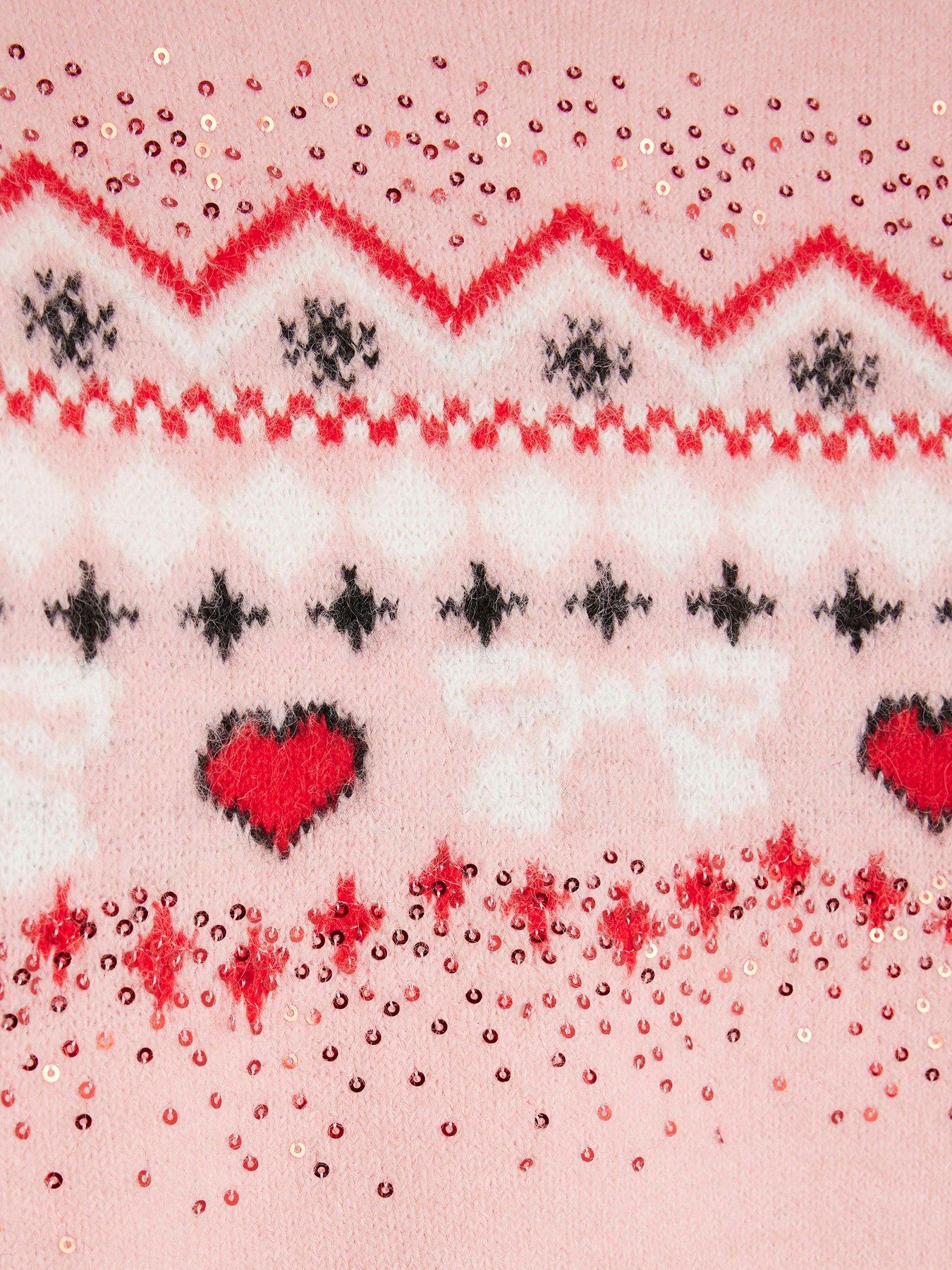 river-island-older-girls-knitted-sequin-fairisle-jumper-set-light-pinkdetail