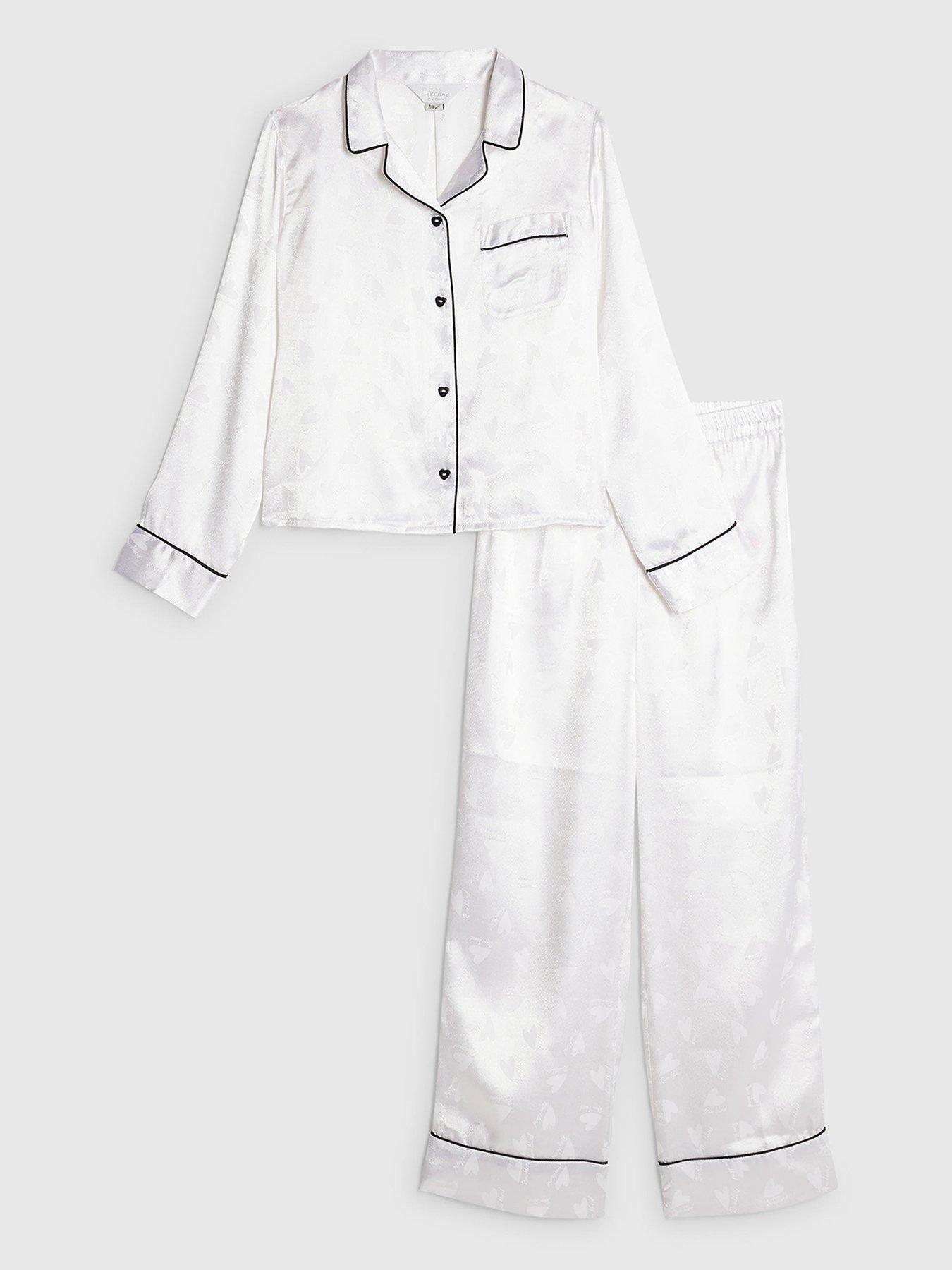 river-island-older-girls-heart-jacquard-satin-pyjama-set-white