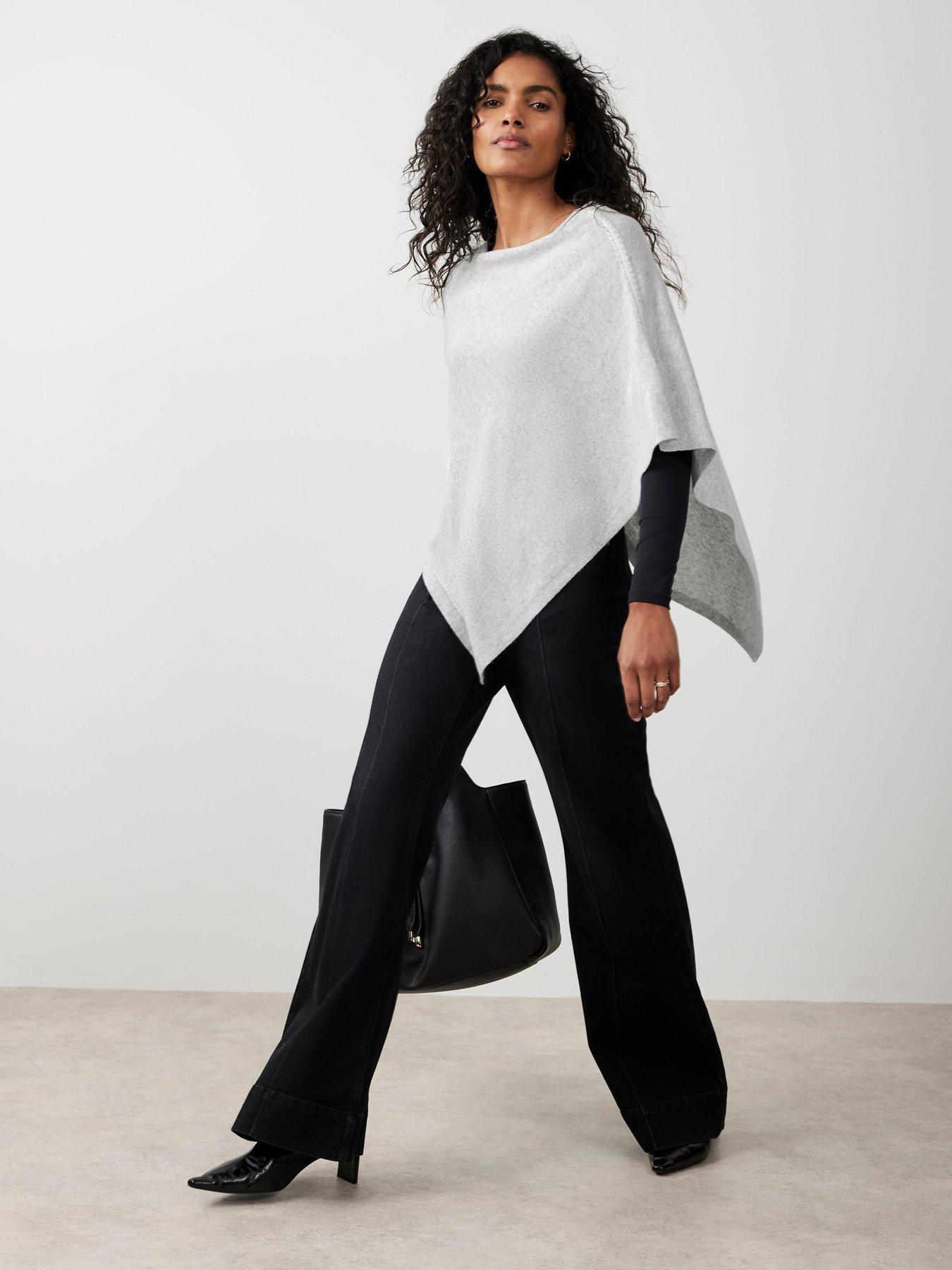 Mint Velvet Whipstitch Poncho - Grey