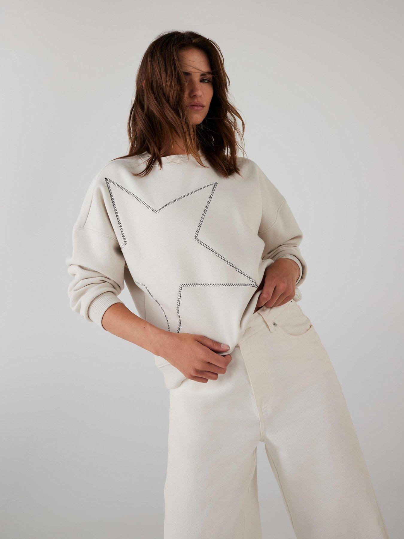 Image 2 of 6 of Mint Velvet Cream Star Sweatshirt - White