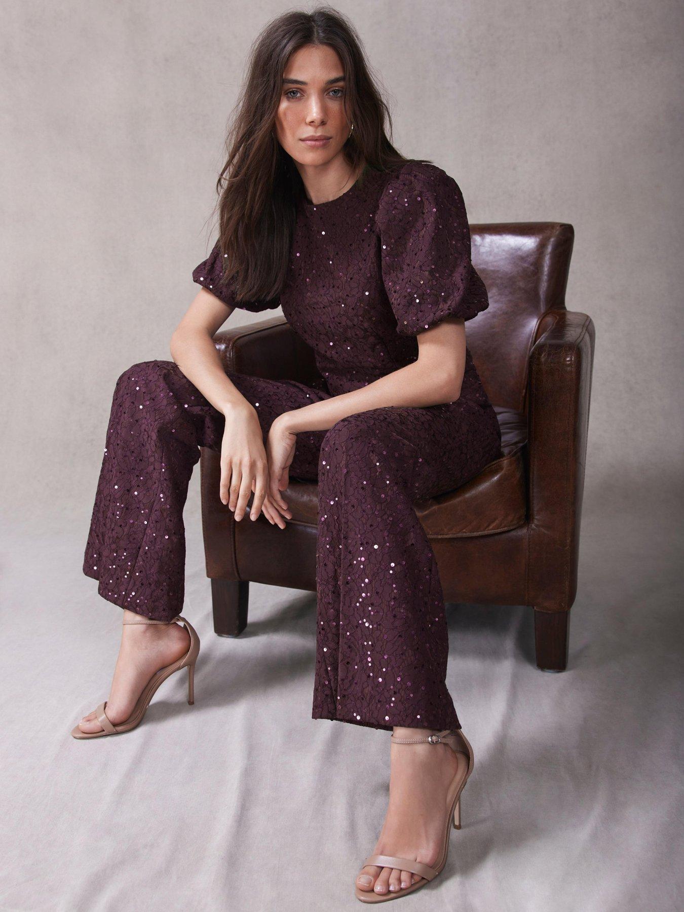 mint-velvet-sequin-lace-puff-sleeve-top-redfront