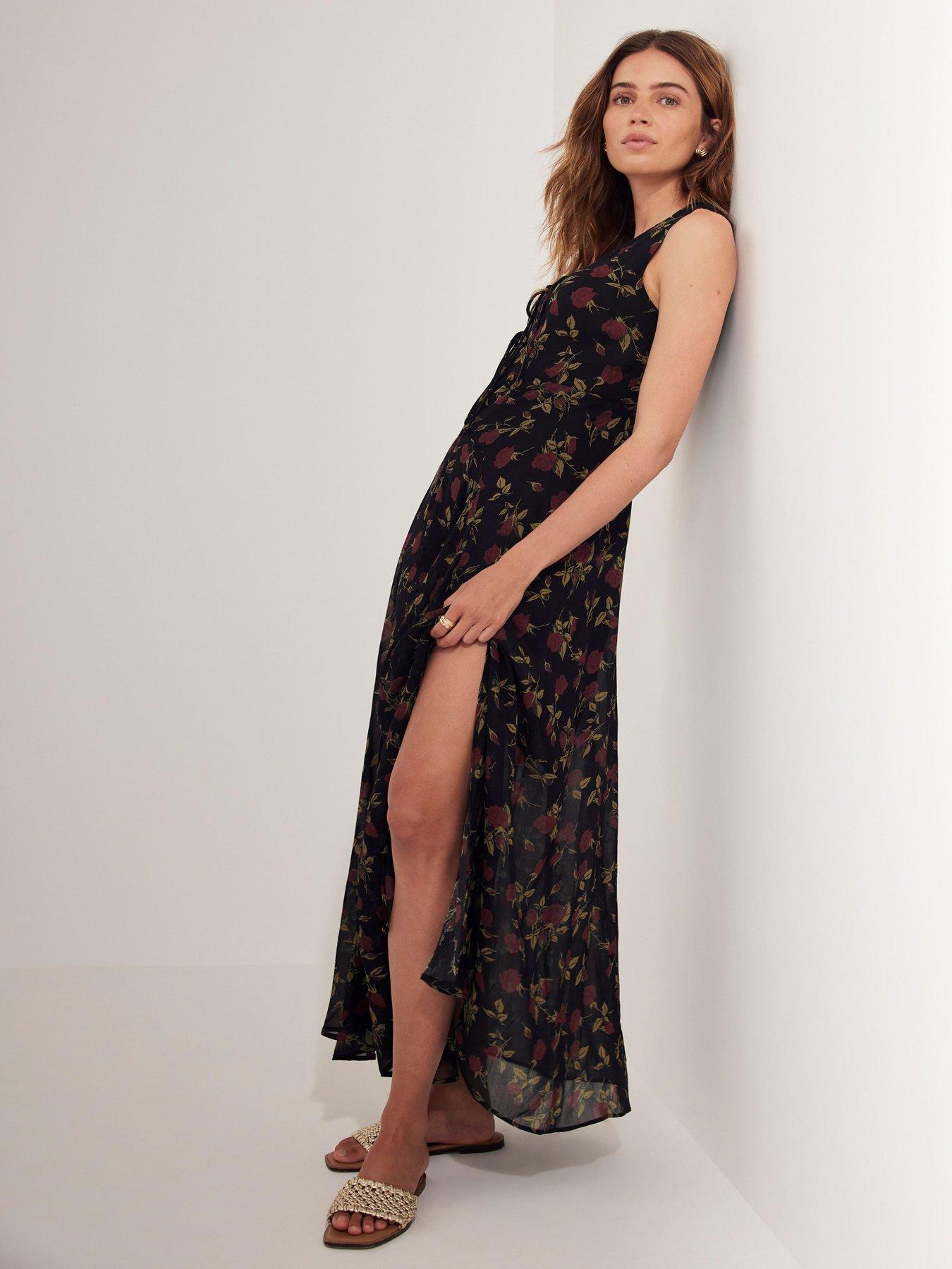 Image 2 of 6 of Mint Velvet Rose Print Midi Dress - Red
