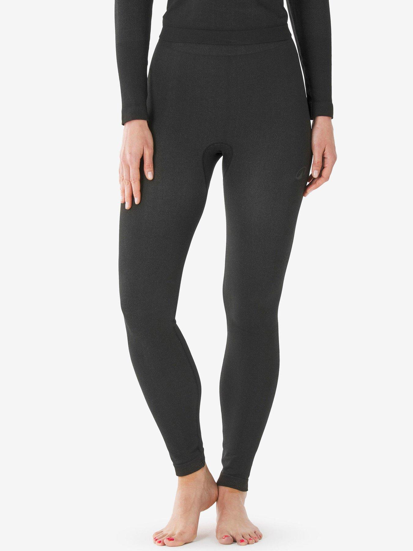 Image 1 of 6 of Decathlon Womens Seamless Ski Thermal Baselayer Leggings - Black