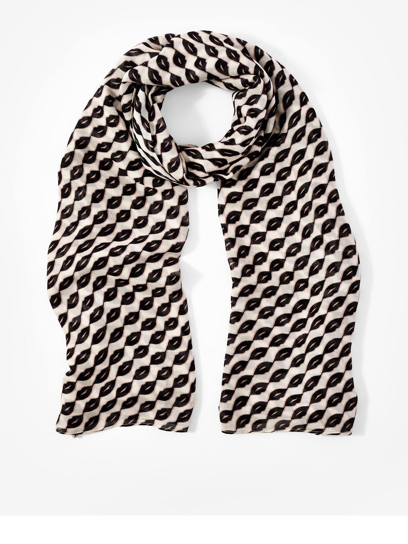 Image 1 of 3 of Mint Velvet Lips Print Lightweight Scarf - Blue