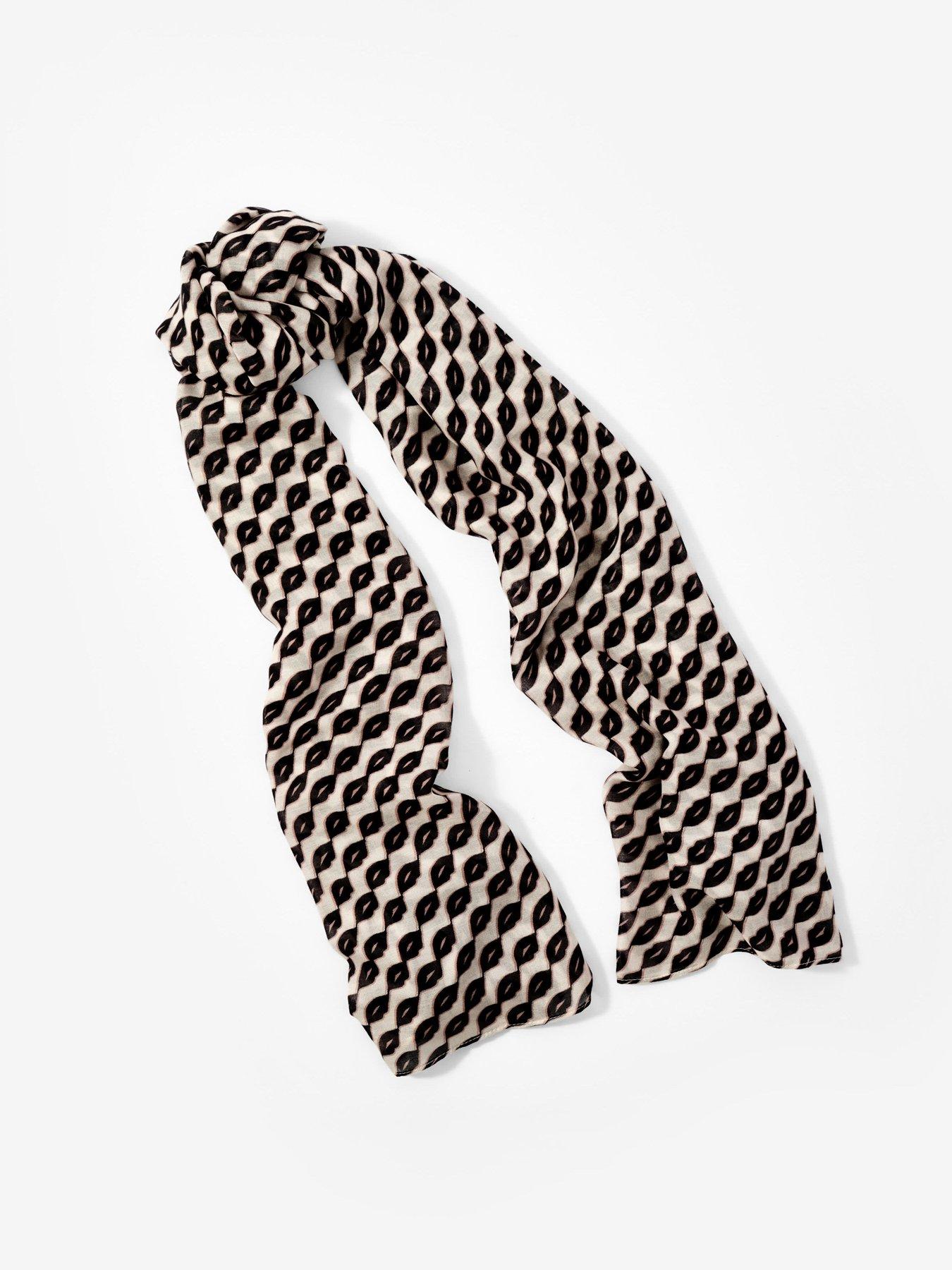 Image 2 of 3 of Mint Velvet Lips Print Lightweight Scarf - Blue