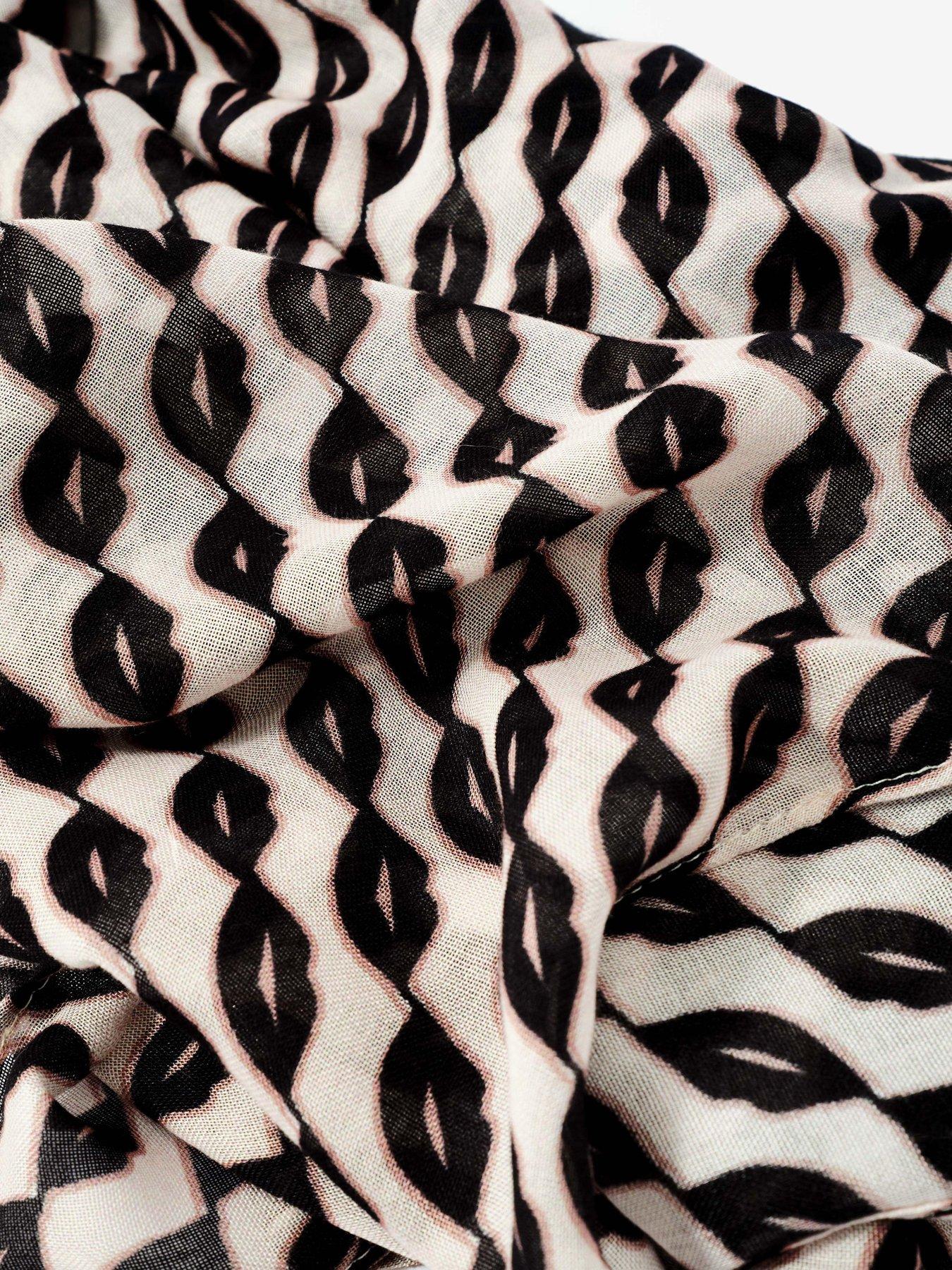 Image 3 of 3 of Mint Velvet Lips Print Lightweight Scarf - Blue