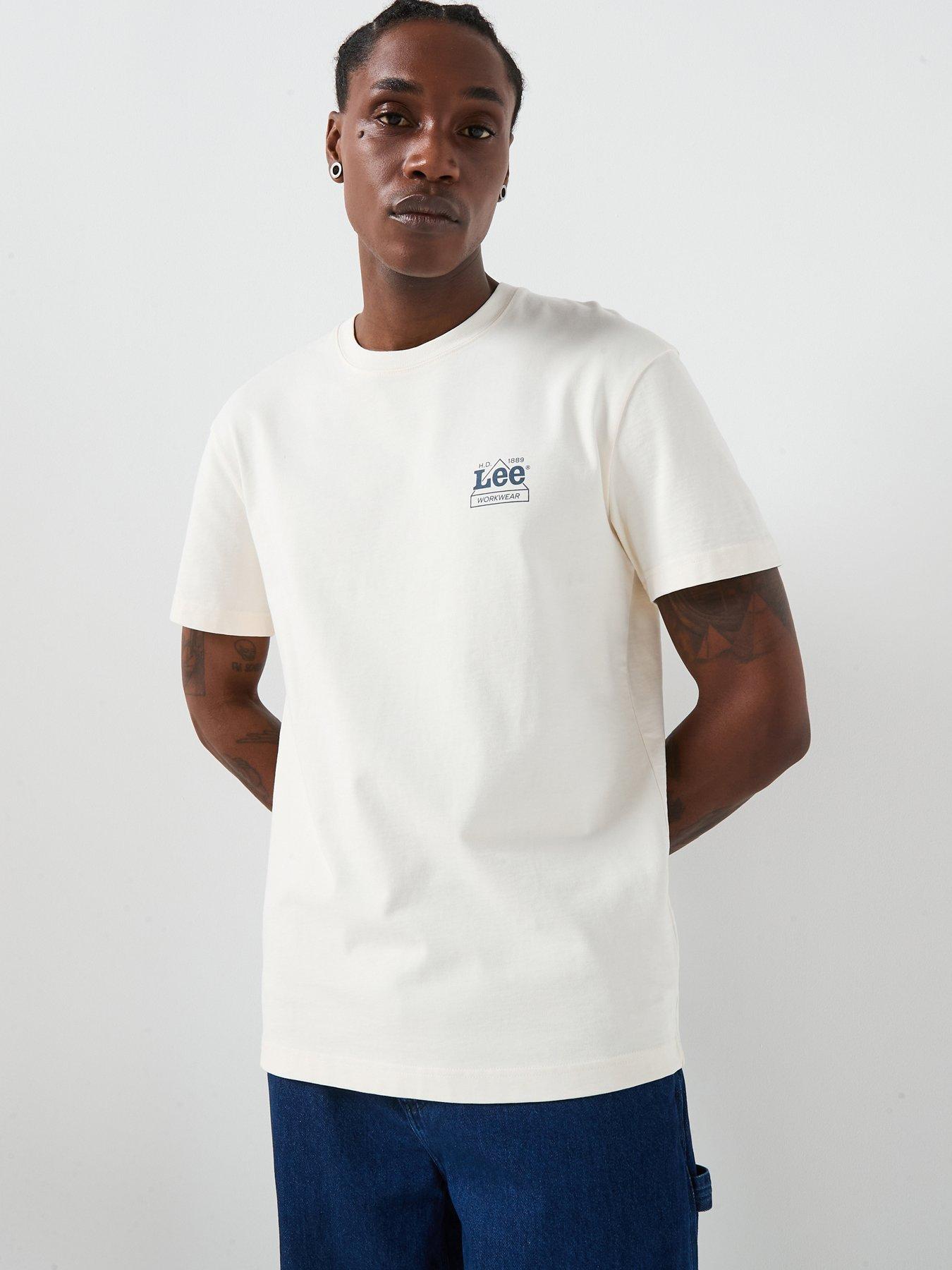 Image 1 of 6 of Lee Relaxed Graphic Print T-Shirt - Off White