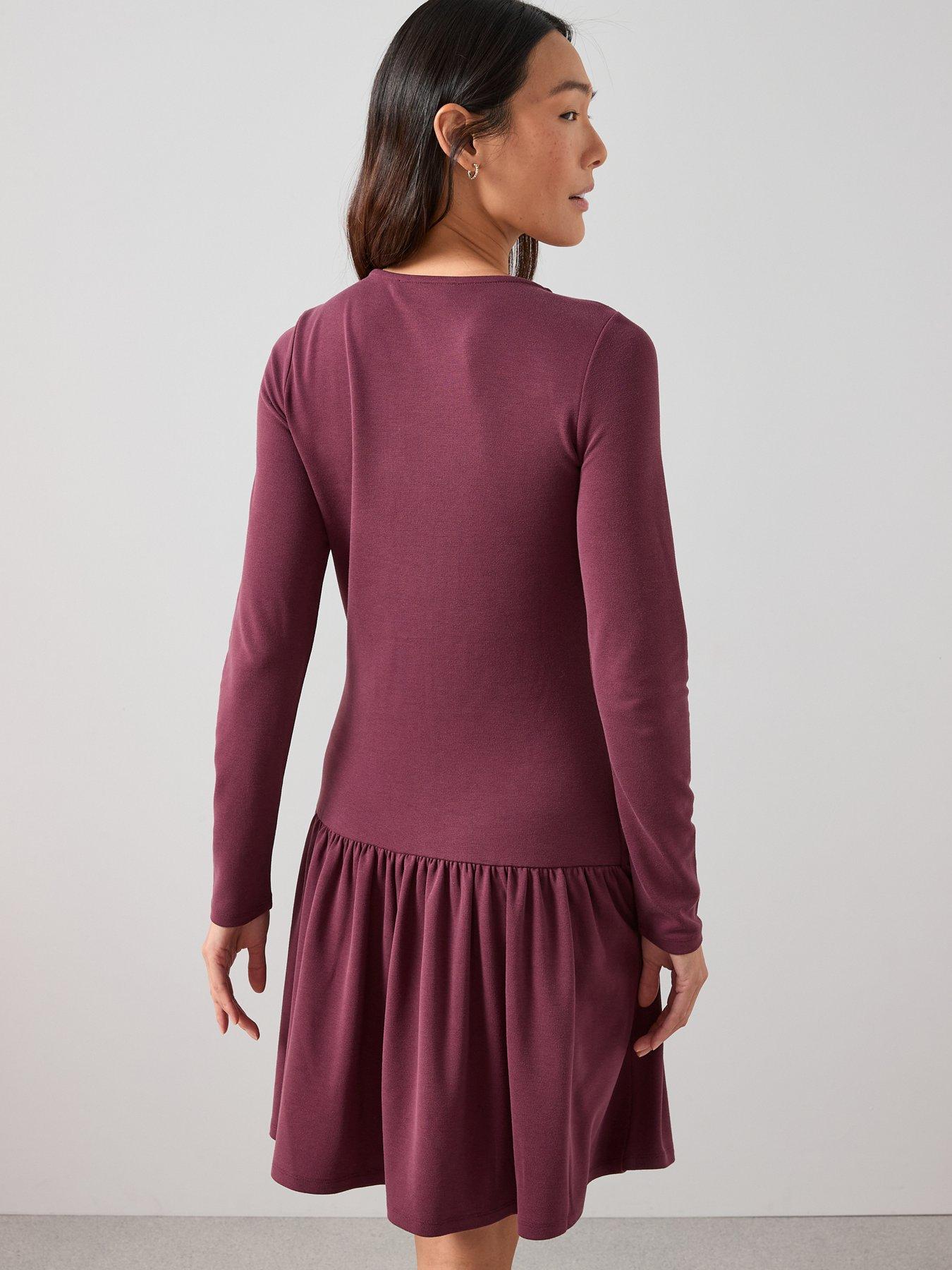 The Very Collection Button Up Drop Hem Mini Dress - Red | Very Ireland