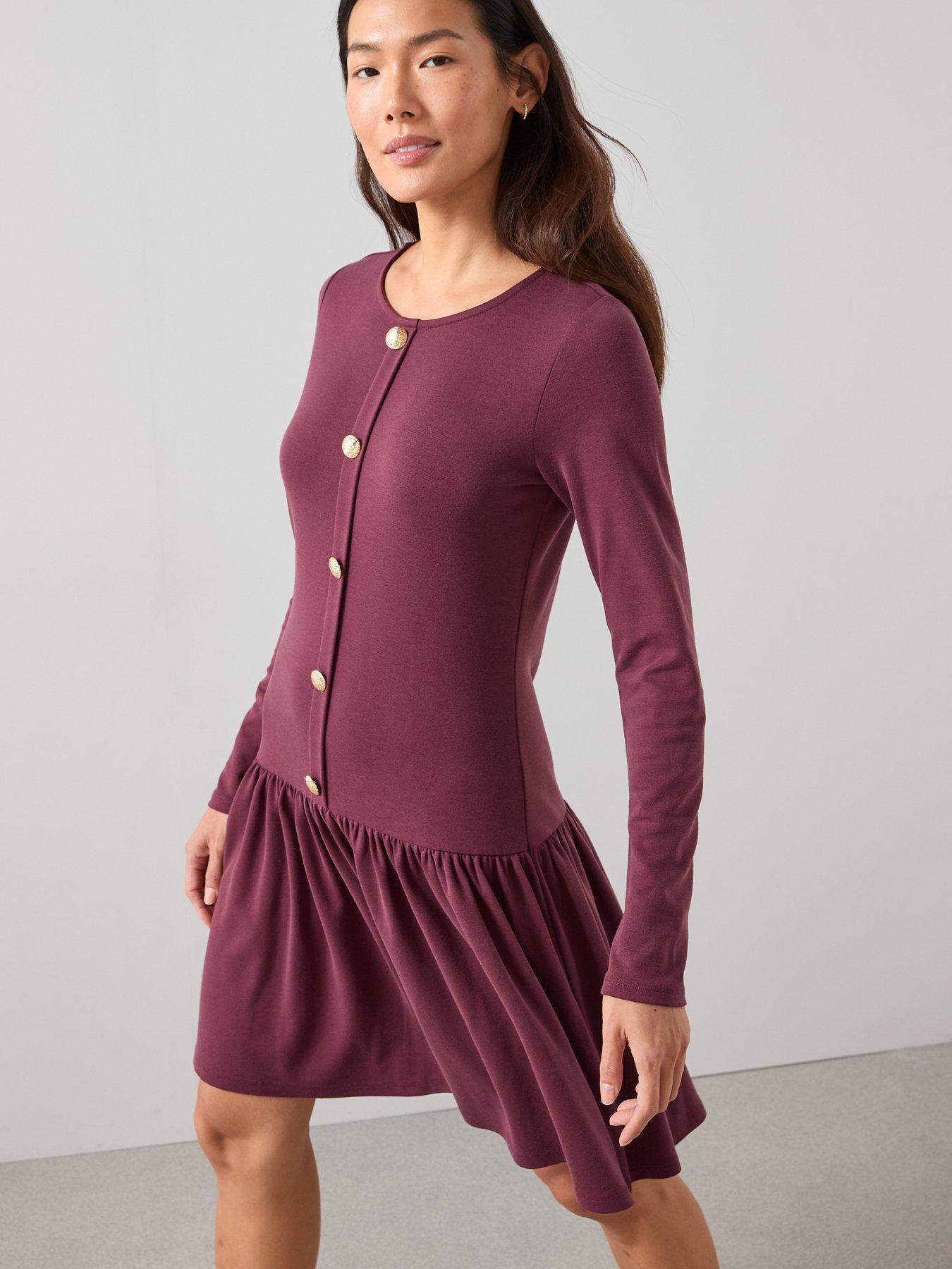 the-very-collection-button-up-drop-hem-mini-dress-redback