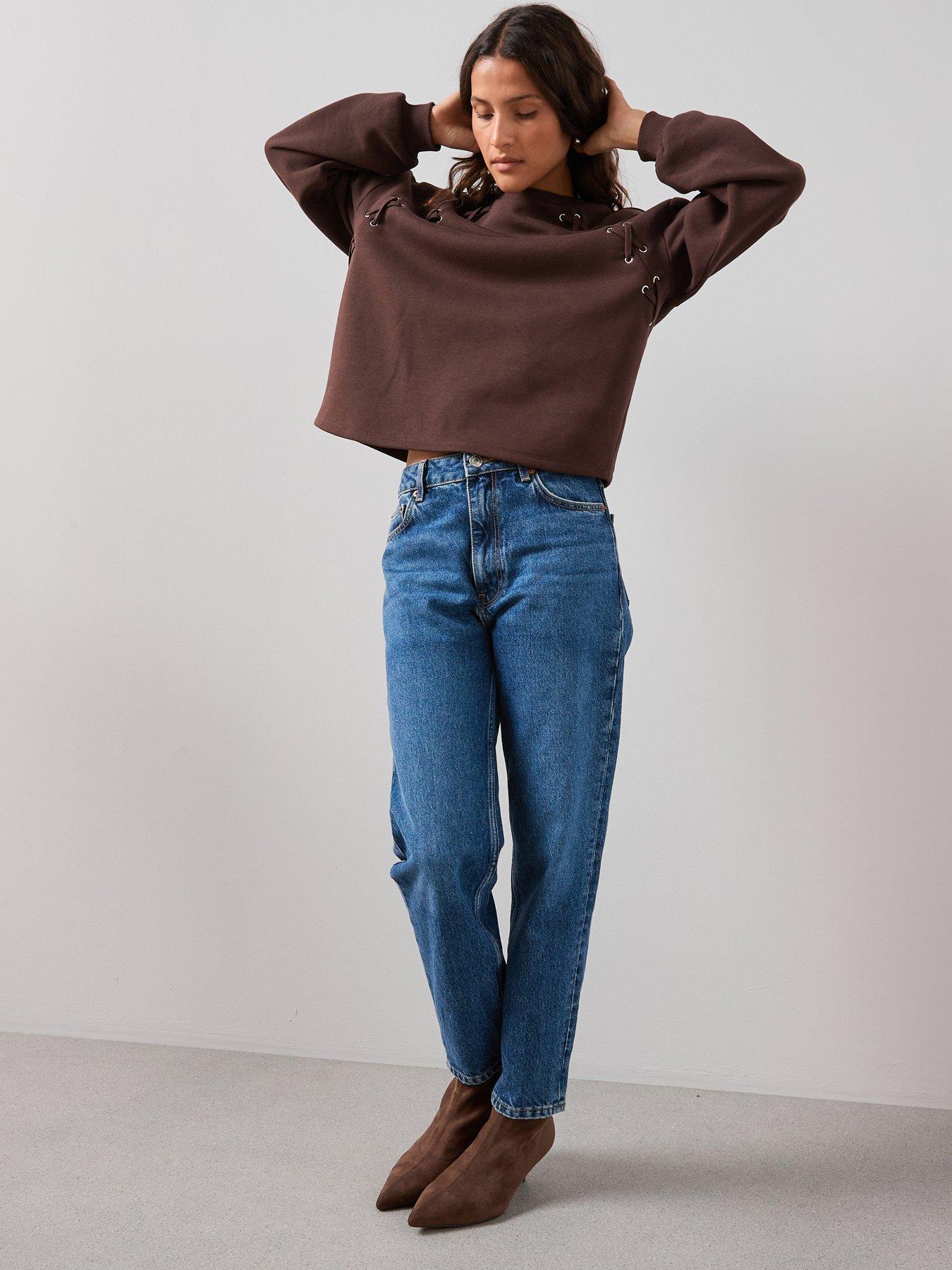 the-very-collection-eyelet-detail-lace-up-sleeve-sweatshirt-browndetail