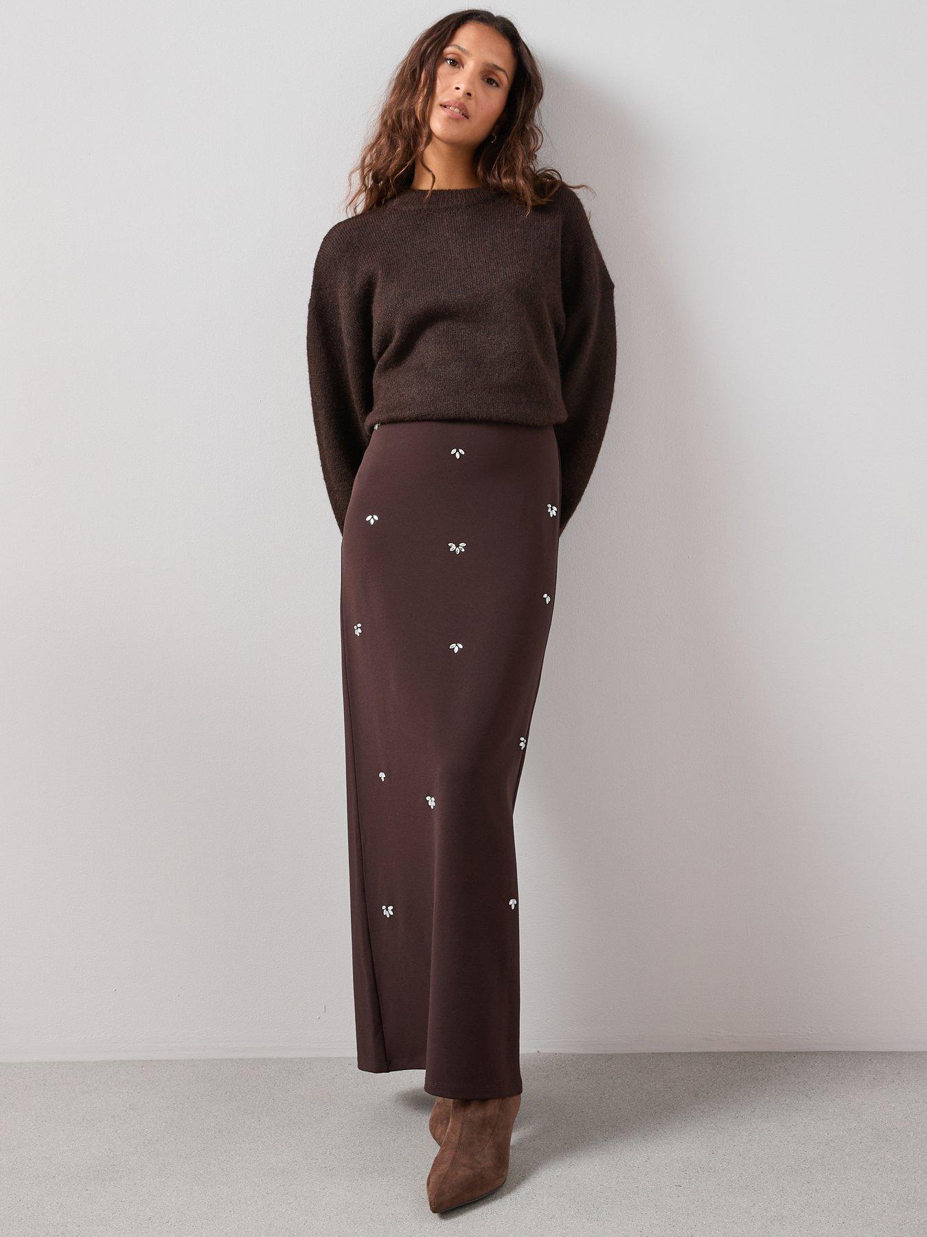 The Very Collection Embellished Maxi Skirt Co-ord - Brown