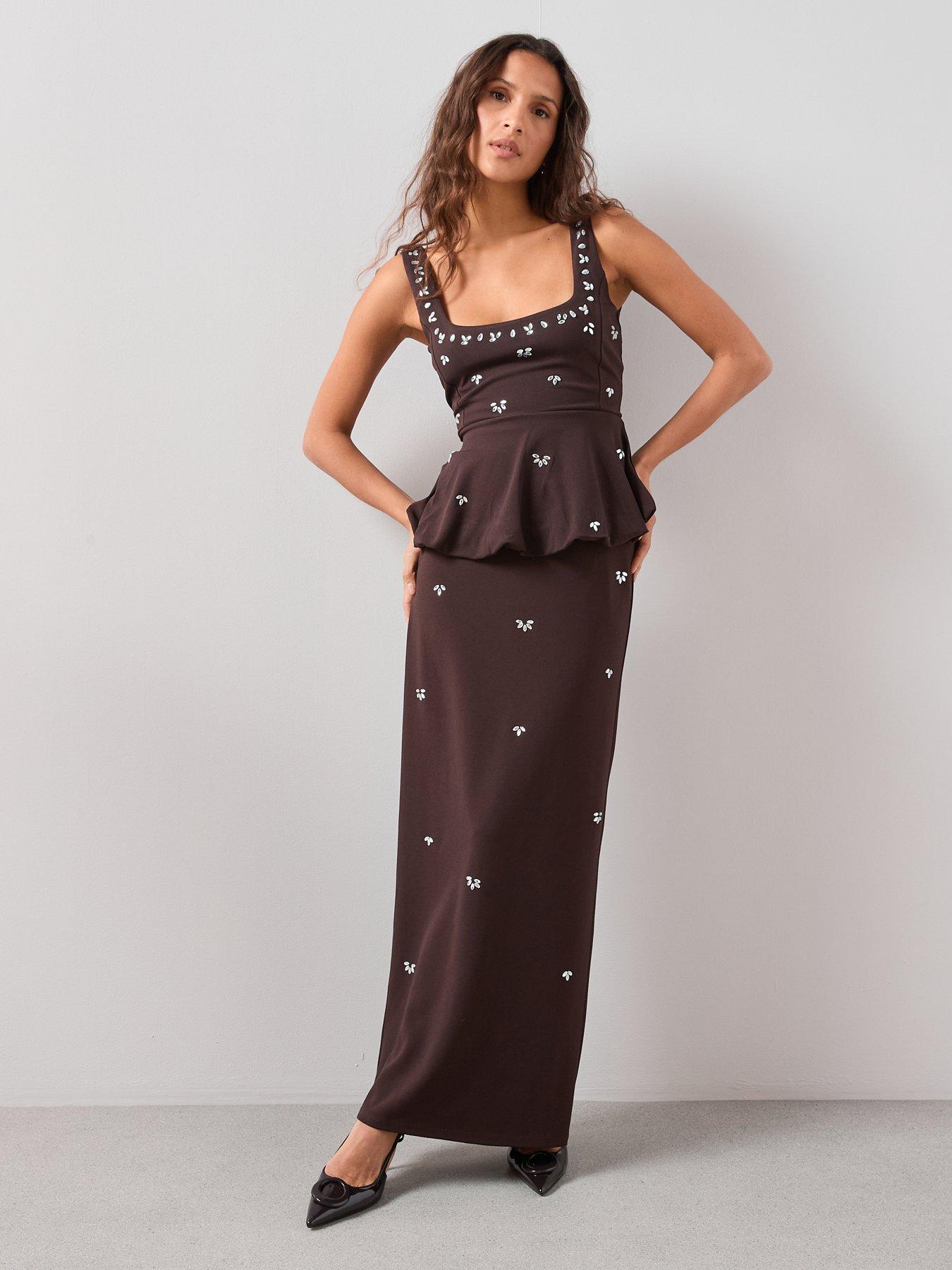 the-very-collection-embellished-maxi-skirt-co-ord-brownoutfit