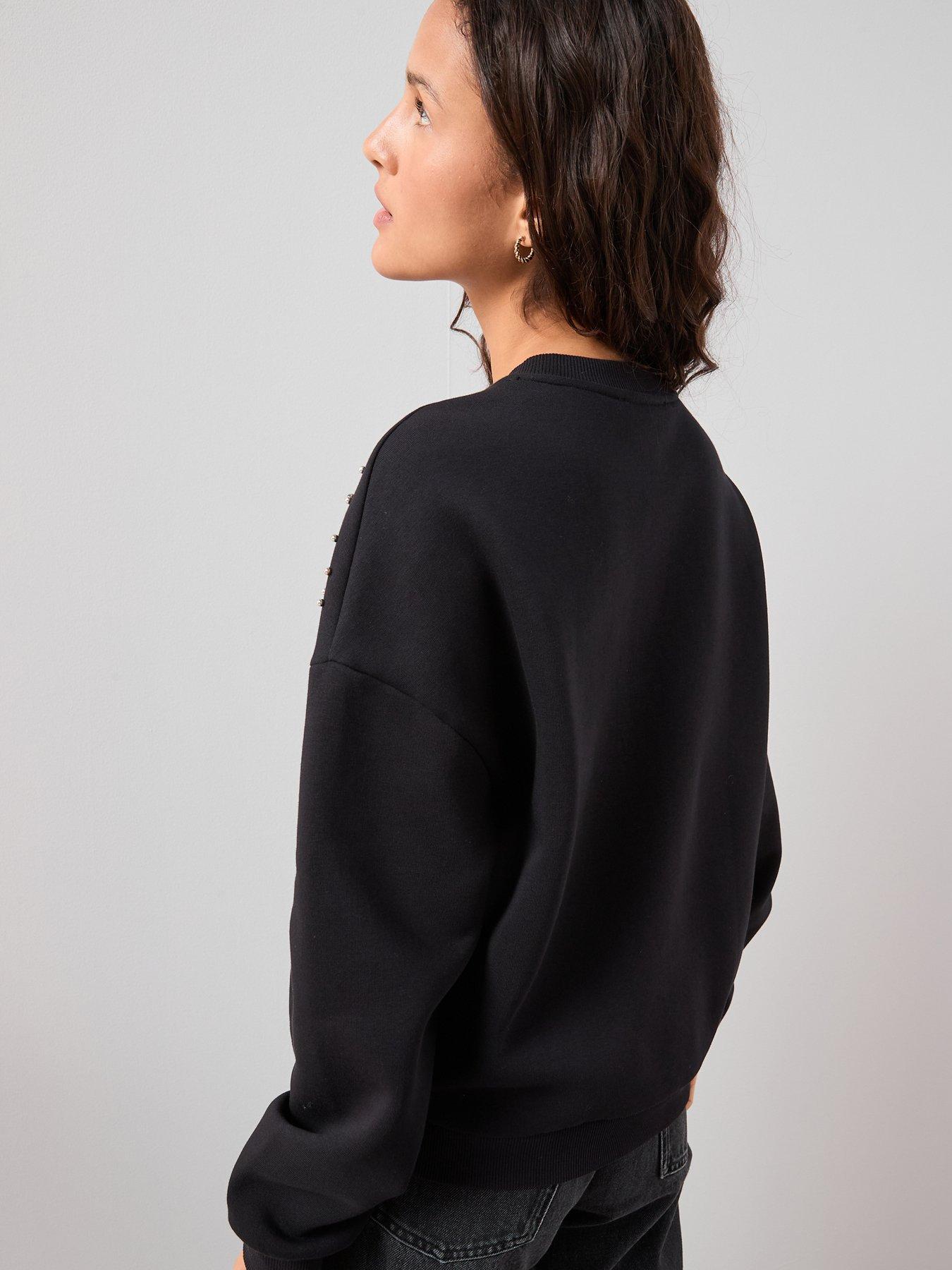 Image 2 of 7 of The Very Collection Stud Detail Oversized Sweatshirt - Black