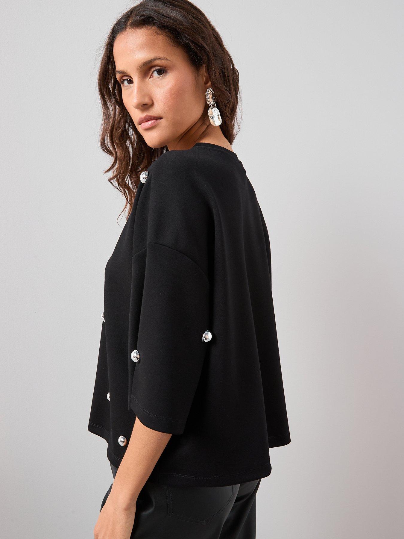 the-very-collection-silver-stud-embellished-oversized-heavyweight-t-shirt-blackstillFront