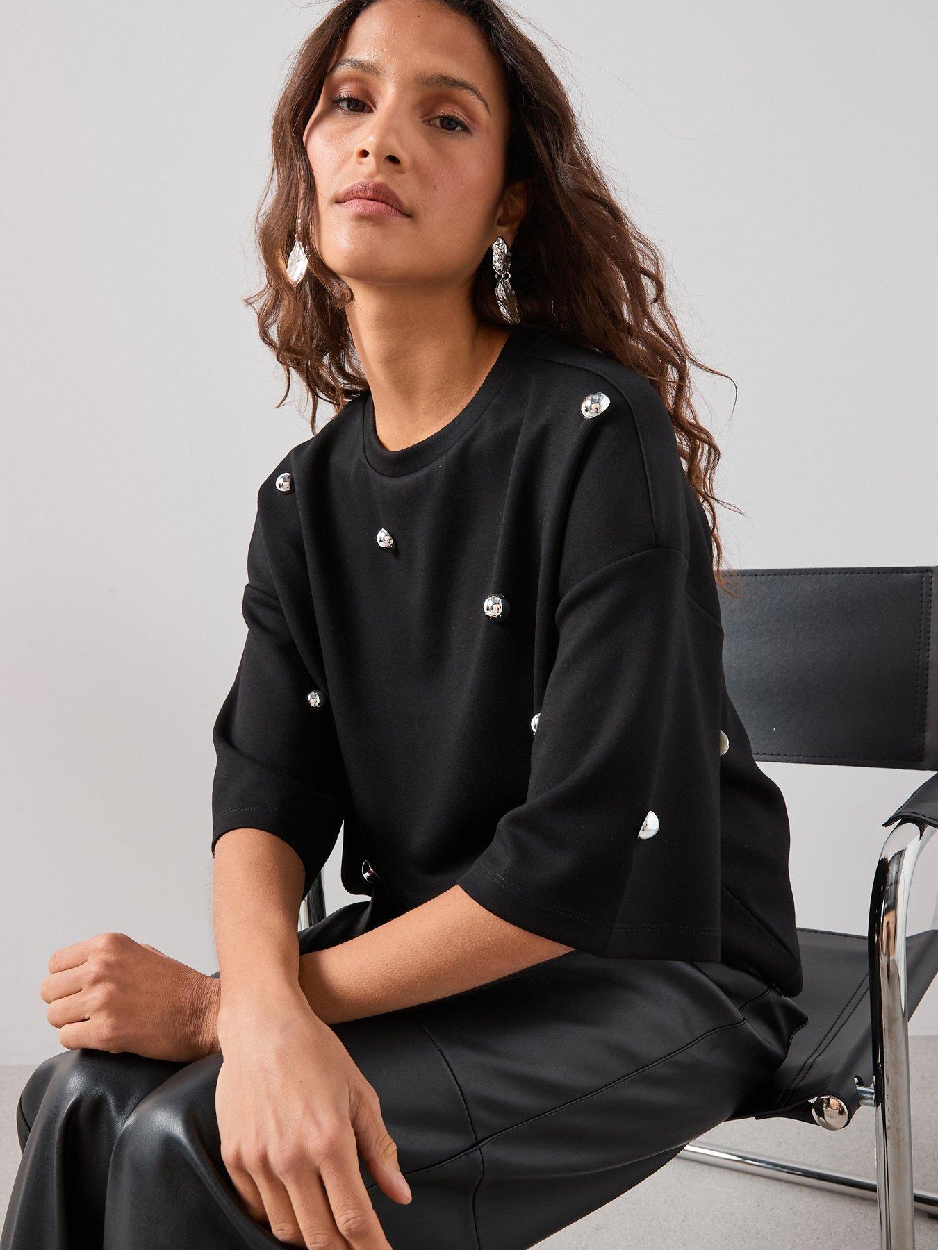 the-very-collection-silver-stud-embellished-oversized-heavyweight-t-shirt-blackdetail