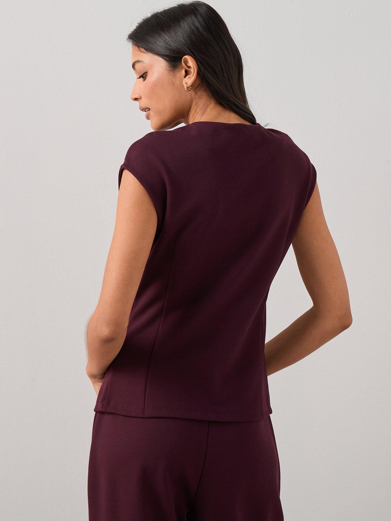 the-very-collection-button-through-short-sleeve-top-co-ord-redstillFront