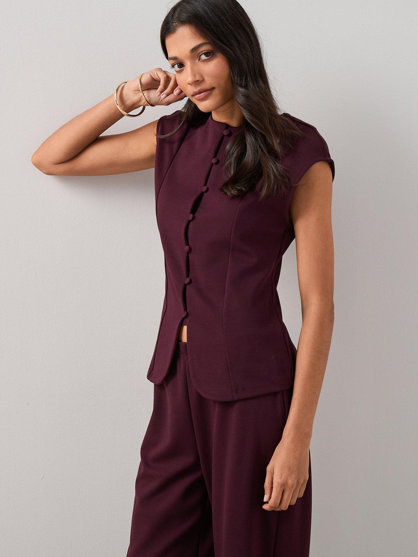 the-very-collection-button-through-short-sleeve-top-co-ord-reddetail