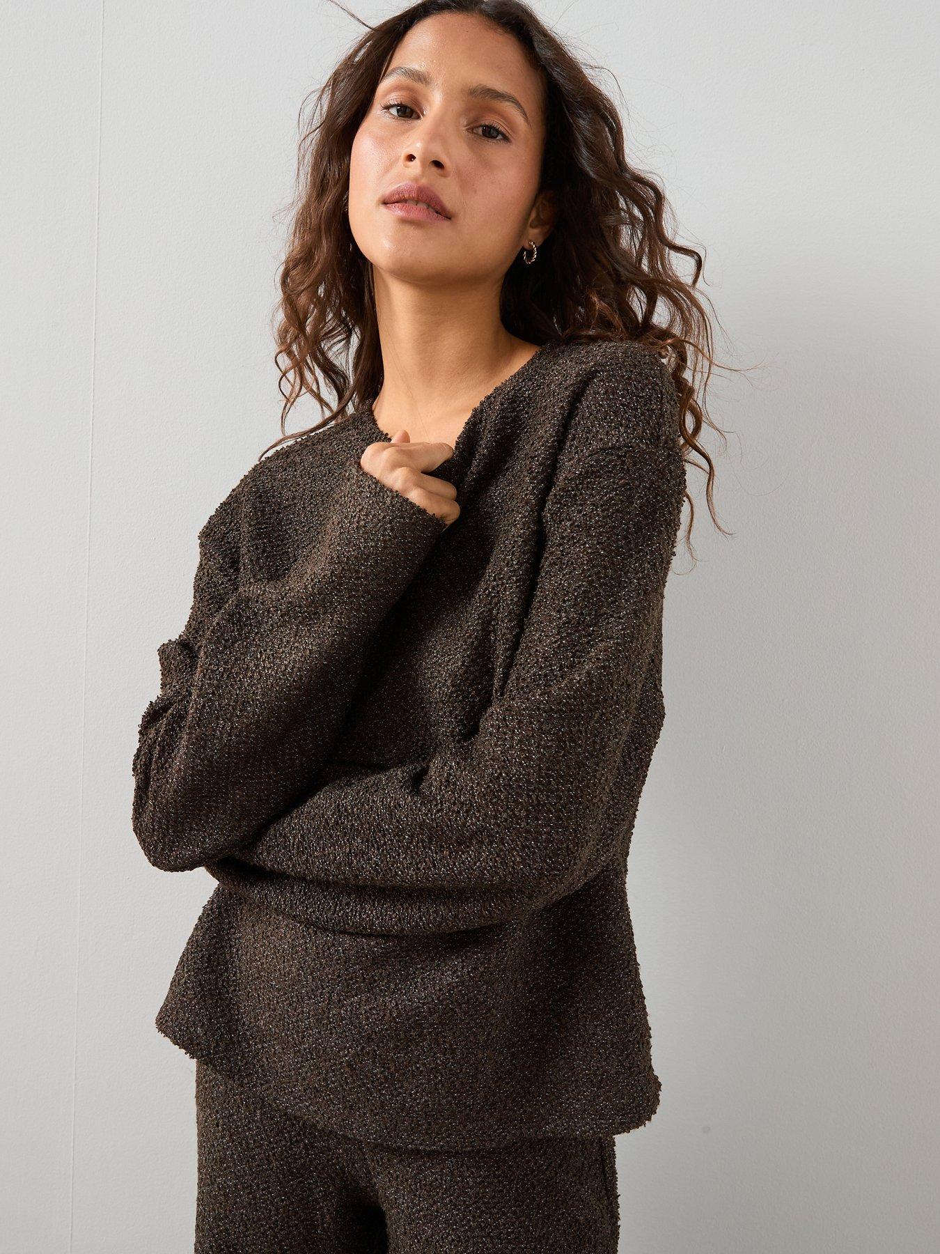 the-very-collection-boucle-oversized-sweatshirt-co-ord-brownoutfit