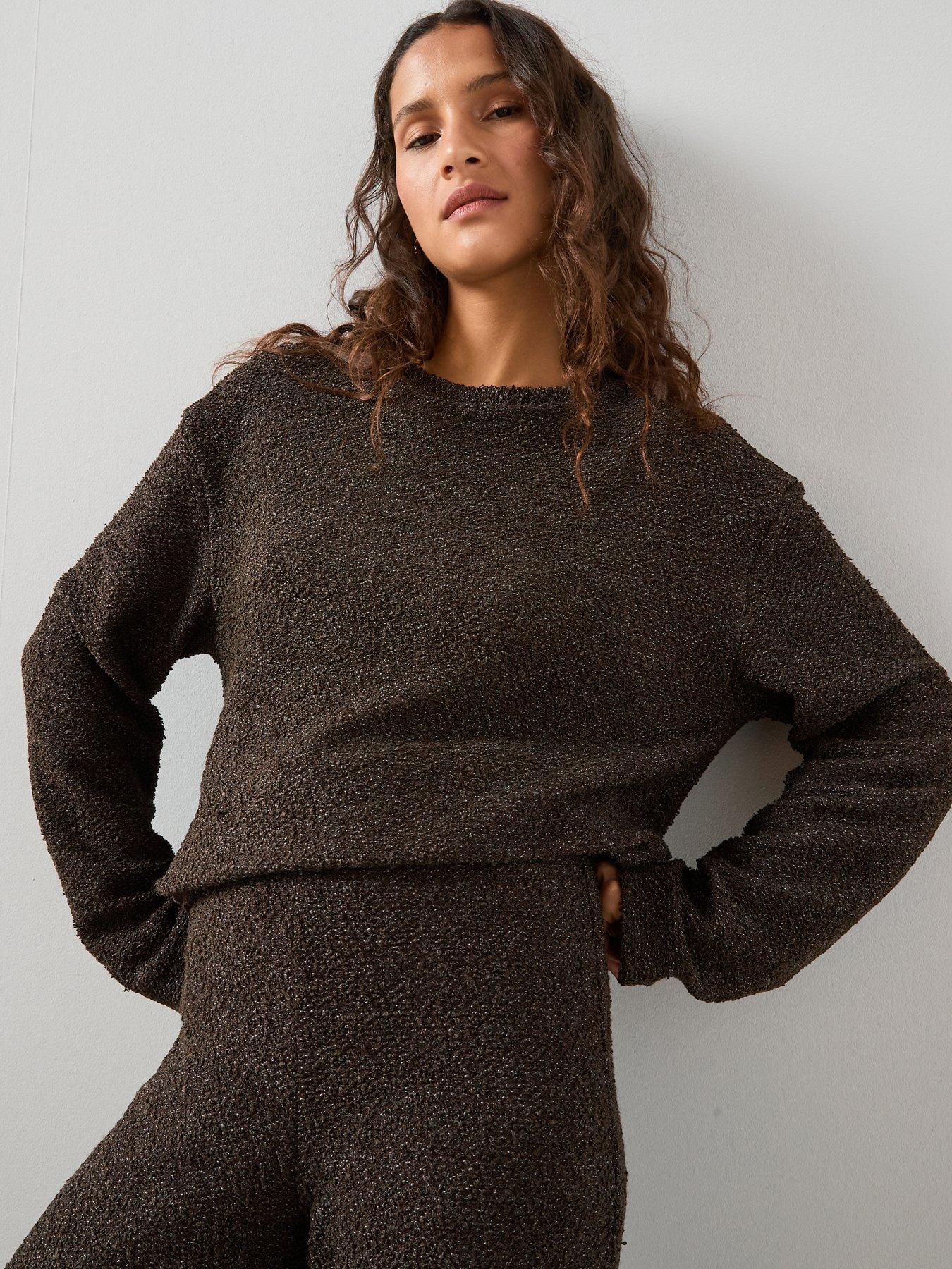 the-very-collection-boucle-oversized-sweatshirt-co-ord-browndetail