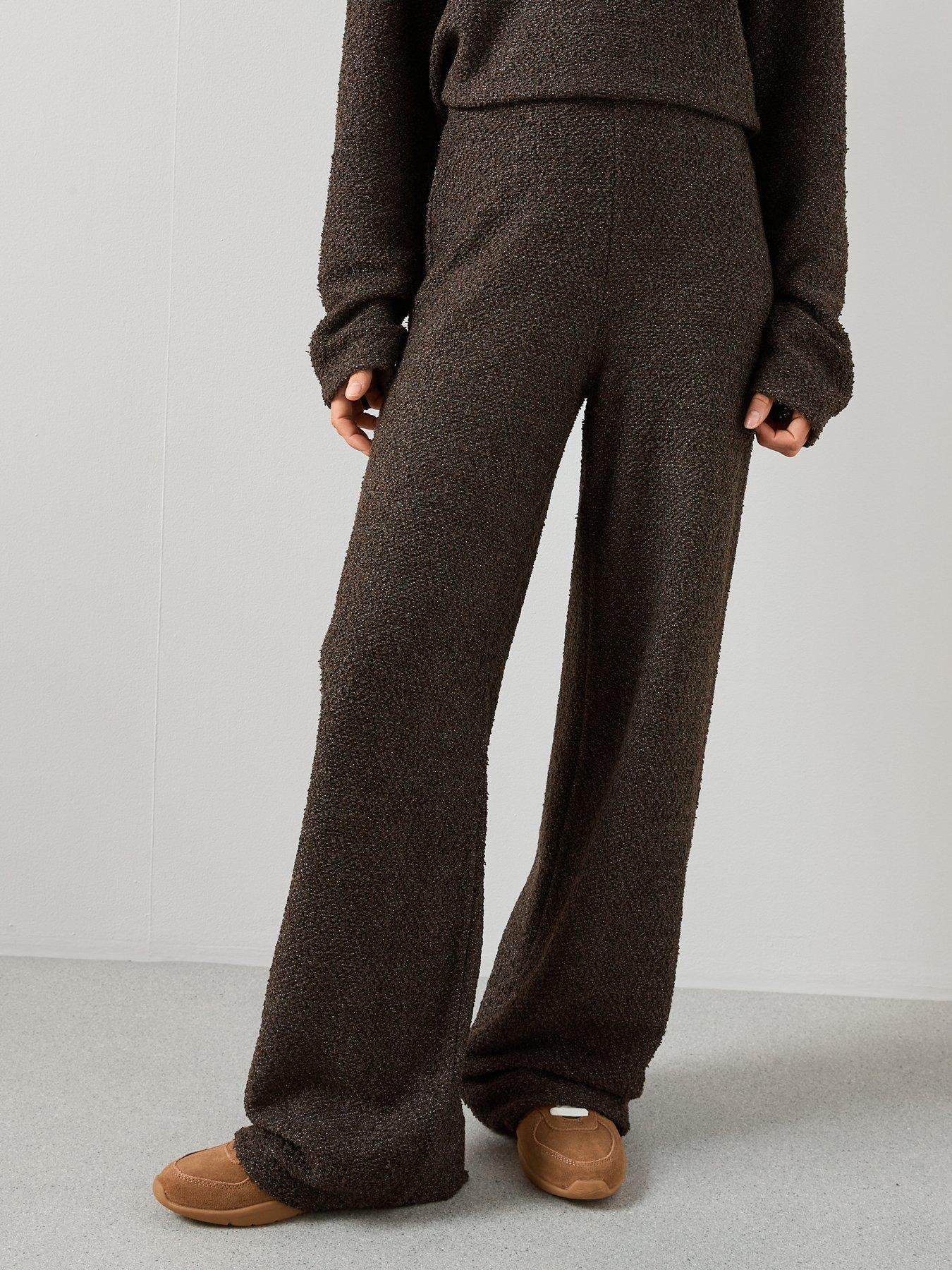 the-very-collection-boucle-wide-leg-trousers-co-ord-brownstillFront