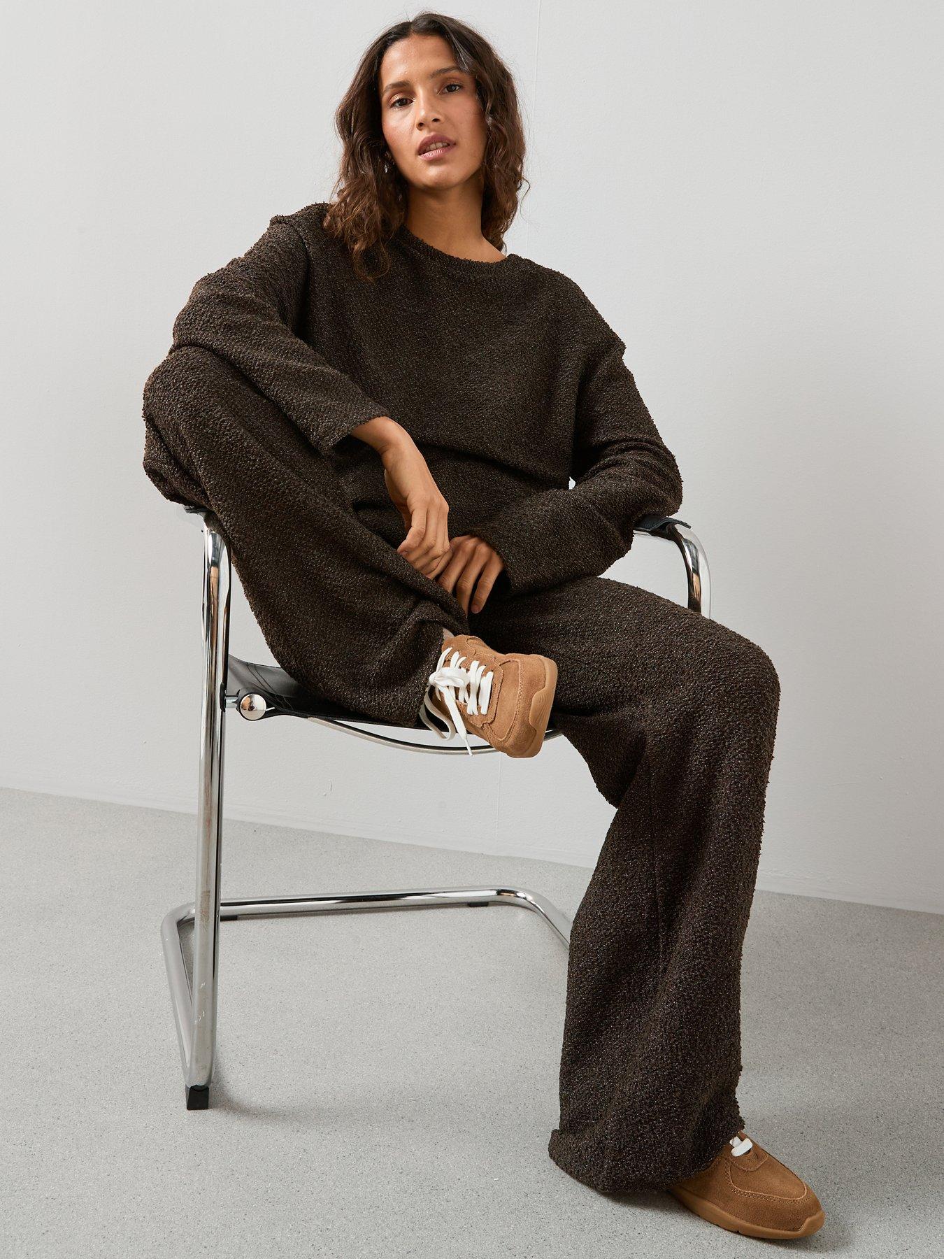 the-very-collection-boucle-wide-leg-trousers-co-ord-brownoutfit