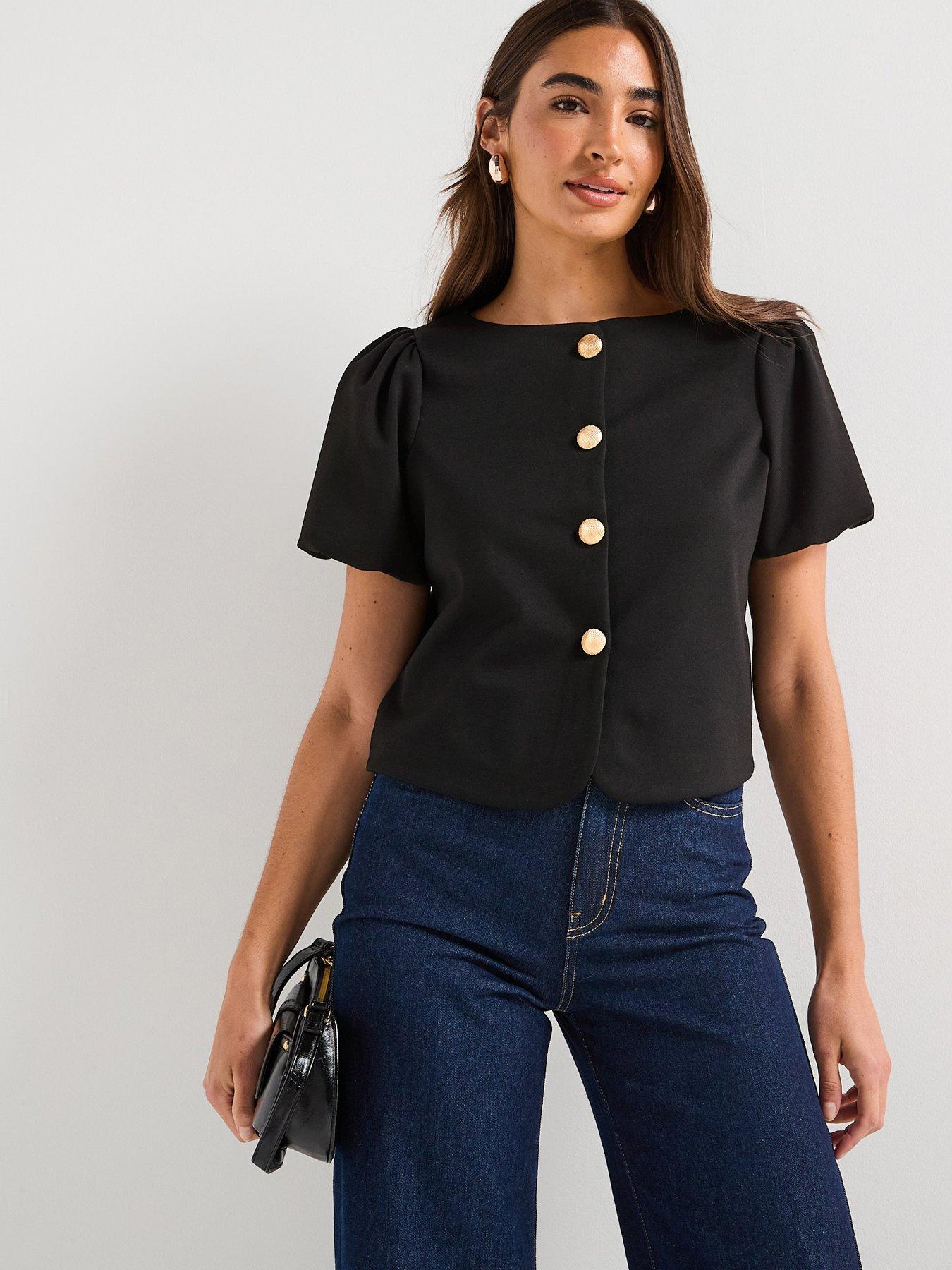 the-very-collection-puff-sleeve-button-up-topnbsp--black