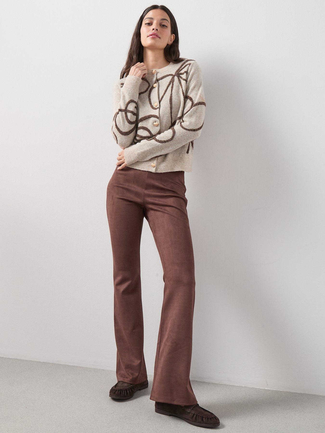 the-very-collection-suede-look-flares-browndetail