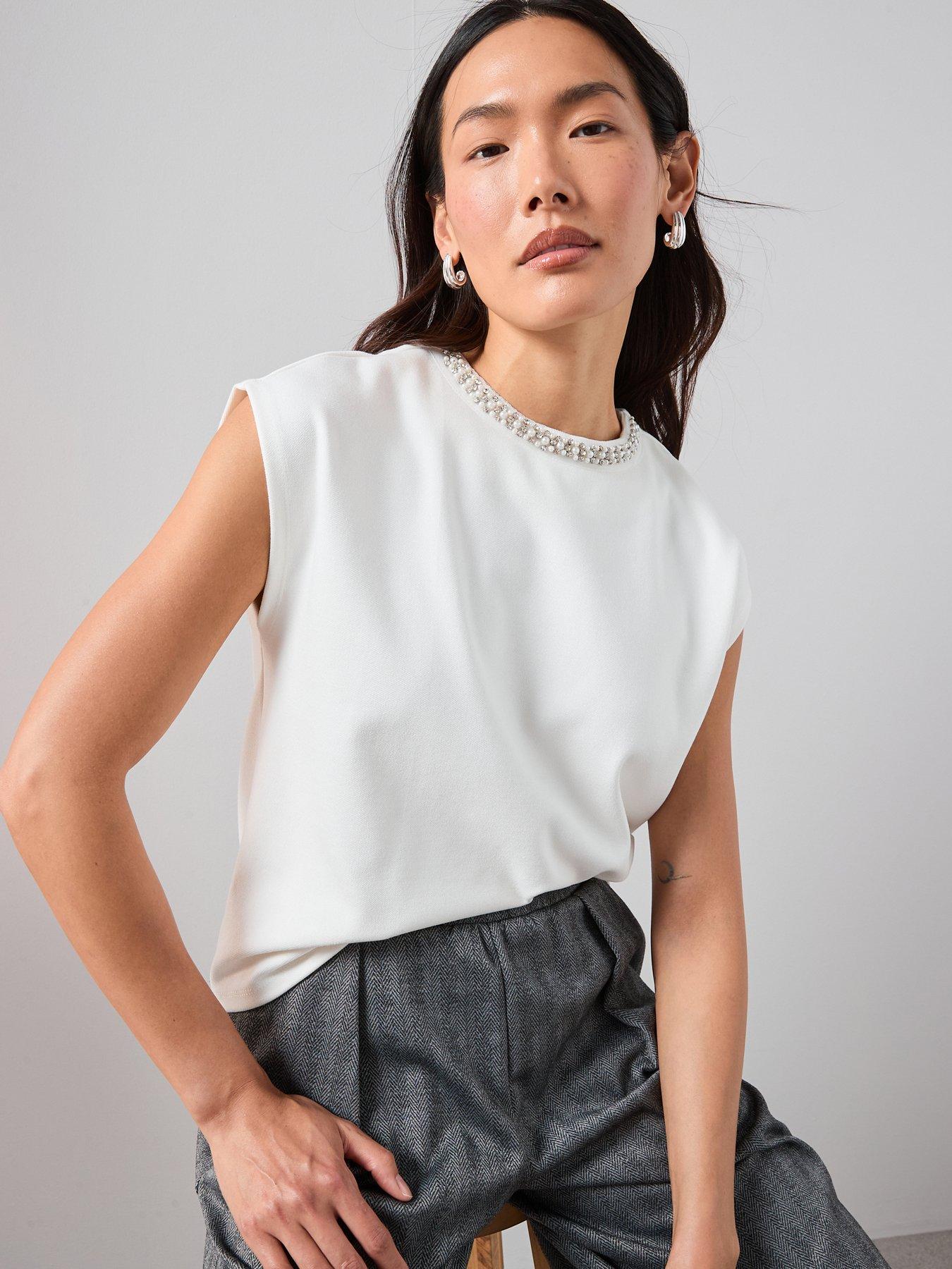 the-very-collection-embellished-high-neck-top-creamfront