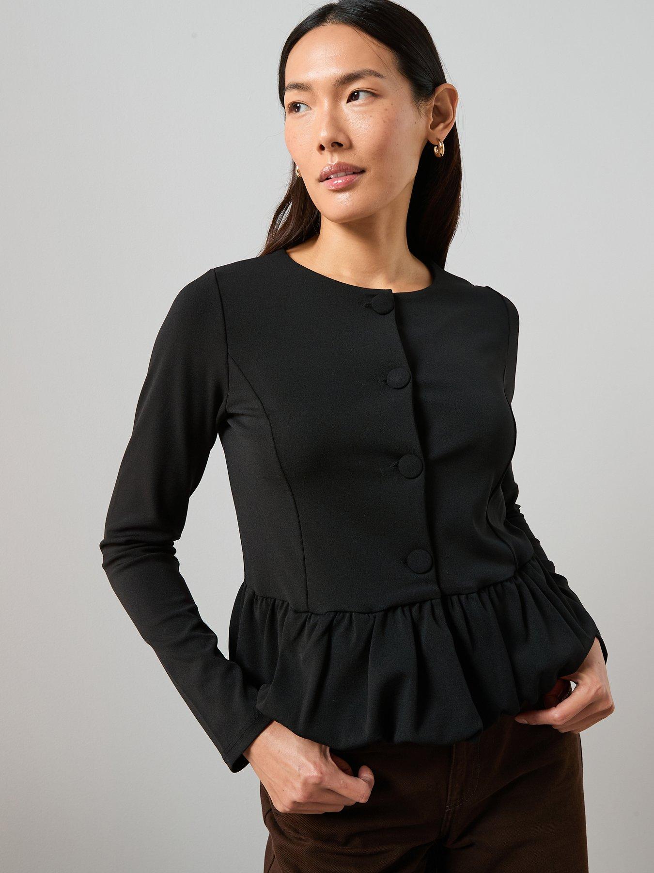the-very-collection-peplum-button-up-top-blackfront