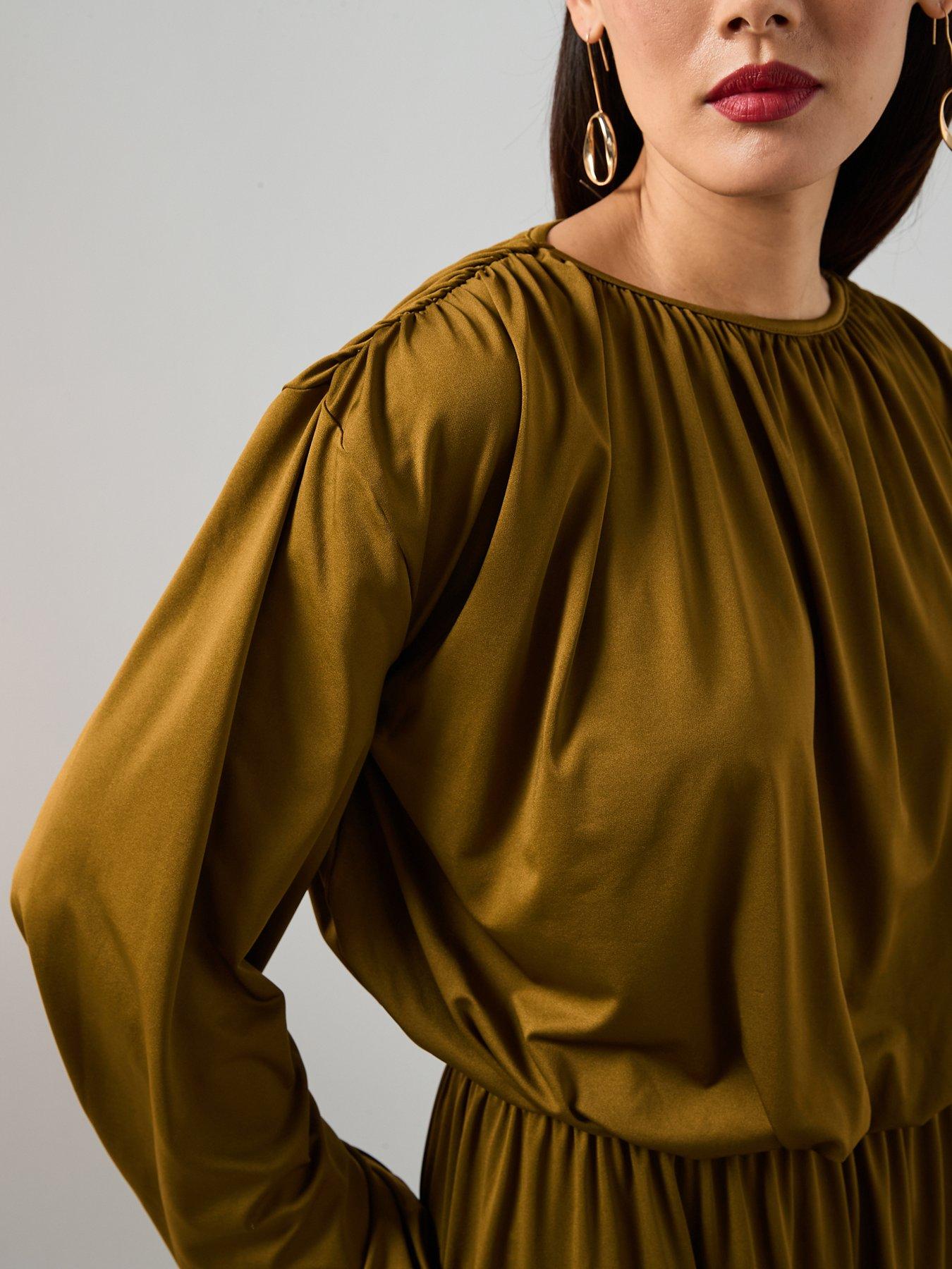 the-very-collection-ruched-volume-sleeve-bubble-hem-top-co-ord-greendetail