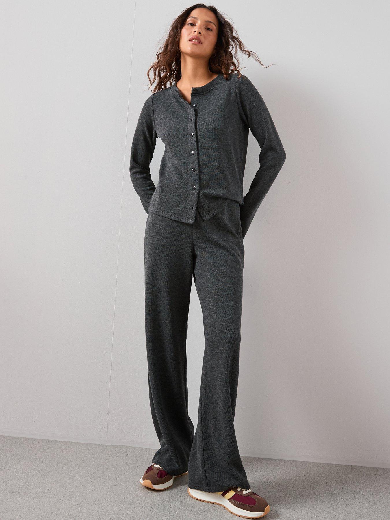 The Very Collection Heavy Rib Button Up Top Co-ord - Grey