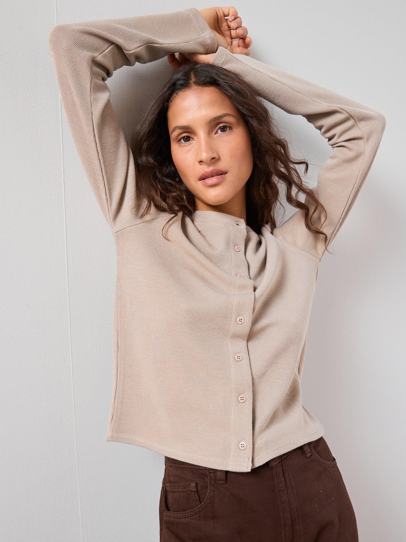 the-very-collection-heavy-rib-button-up-top-co-ord-beigedetail