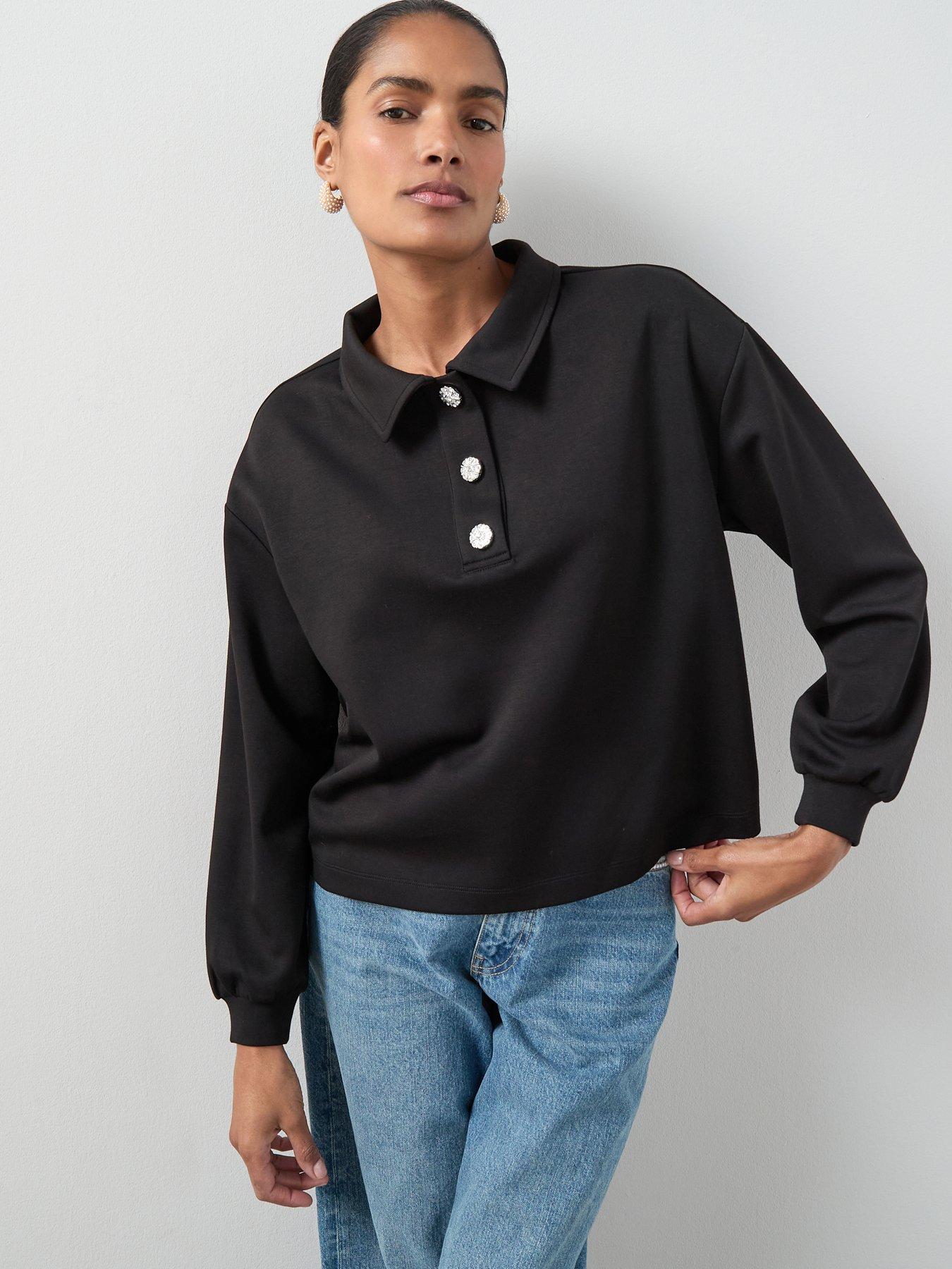 the-very-collection-diamante-button-collar-detail-sweatshirt-black