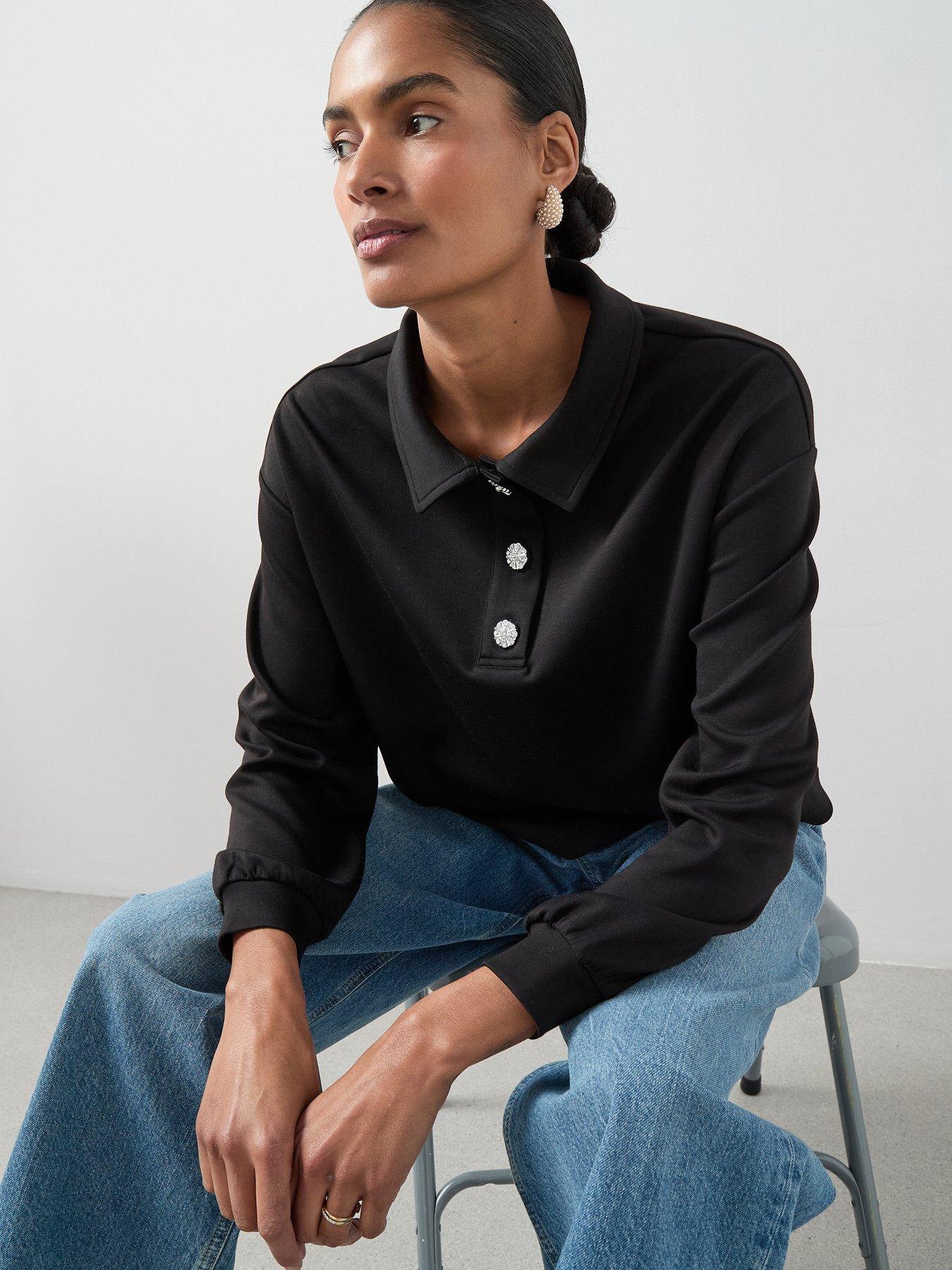 the-very-collection-diamante-button-collar-detail-sweatshirt-blackoutfit