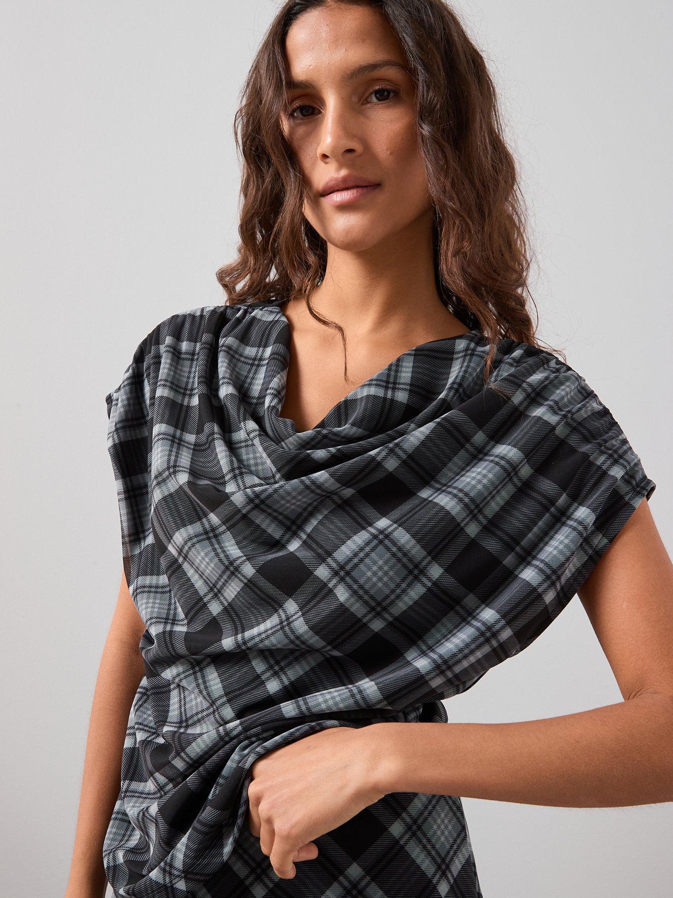 the-very-collection-ruched-shoulder-check-top-co-ord-multi