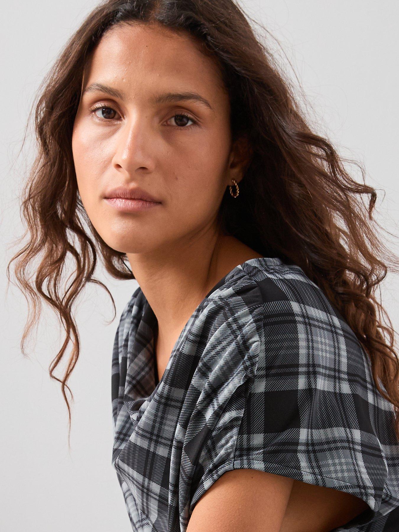 the-very-collection-ruched-shoulder-check-top-co-ord-multidetail